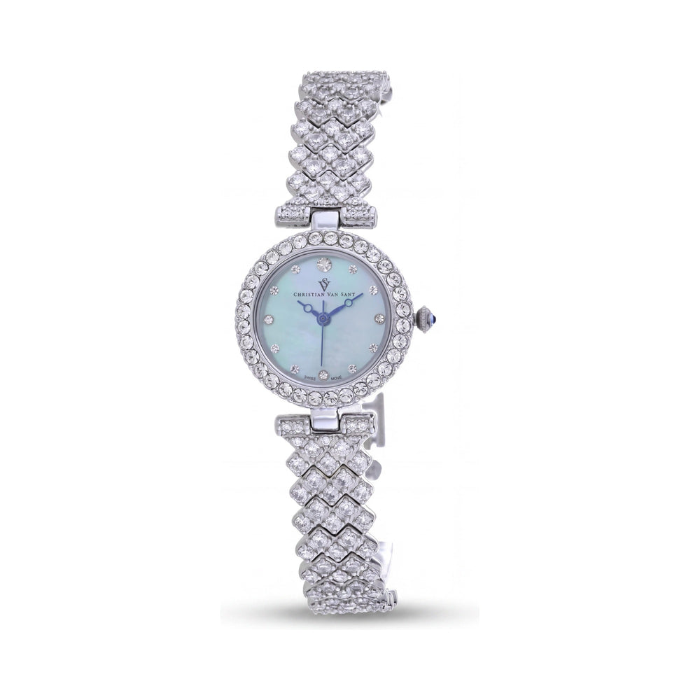 Christian Van Sant CV2952 Women's Silver Stainless Steel Quartz Movement Watch with Blue Dial, 3 ATM Water Resistant
