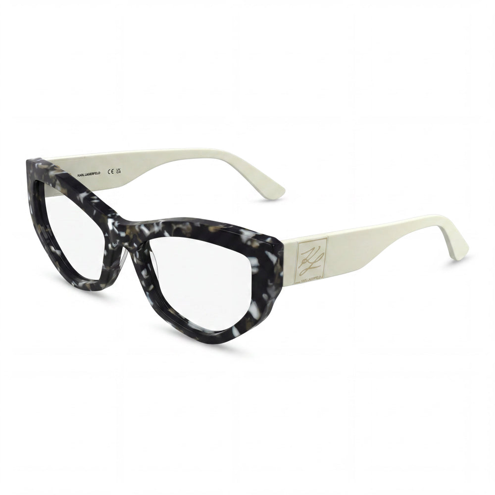 KARL LAGERFELD Kl6211 Gafas unisex de acetato con montura de mármol negro, lentes de 55 mm, puente de 17 mm, patillas de 140 mm