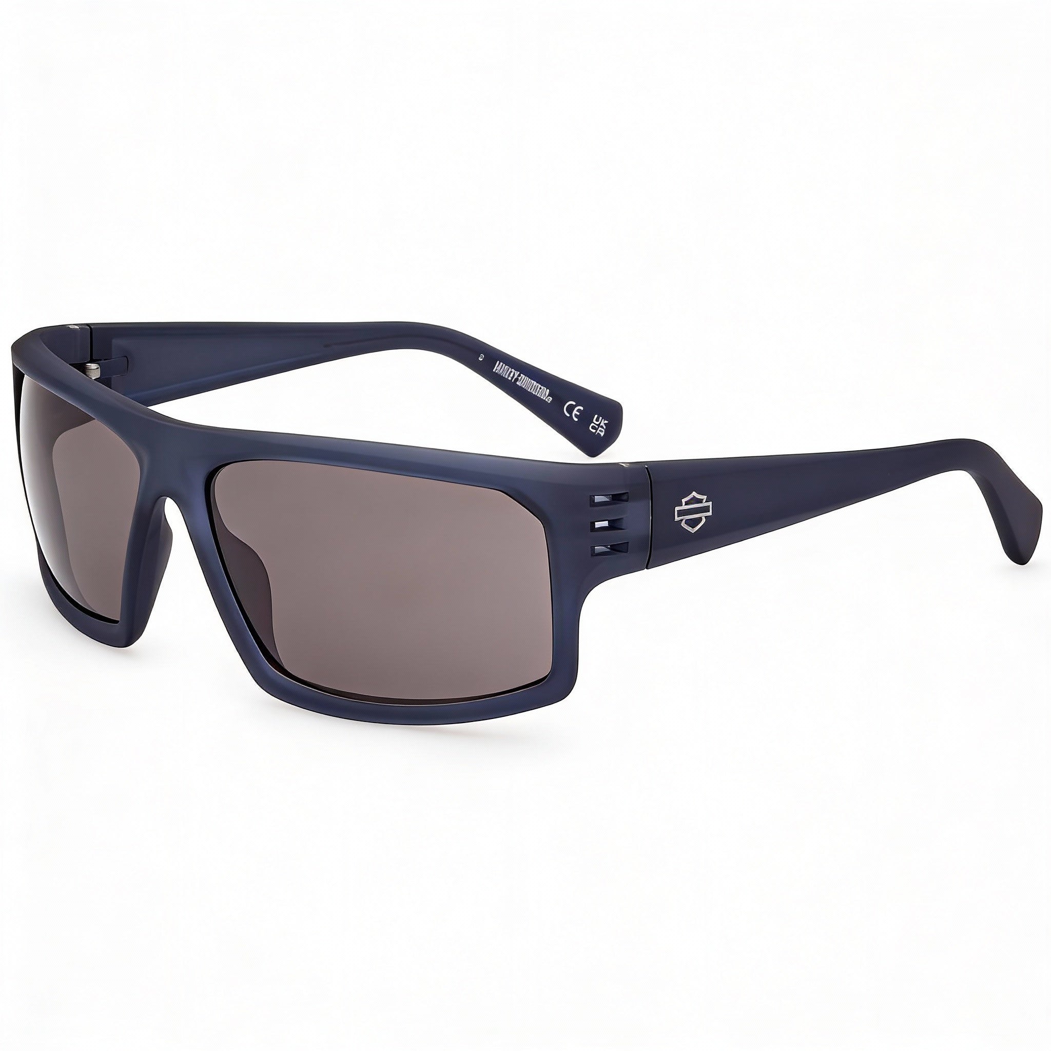 Harley-Davidson Hd0983x Men's Injected Matte Blue Wrap Polarized Smoke UV Protected Eyewear 64-14-130, Photo 1