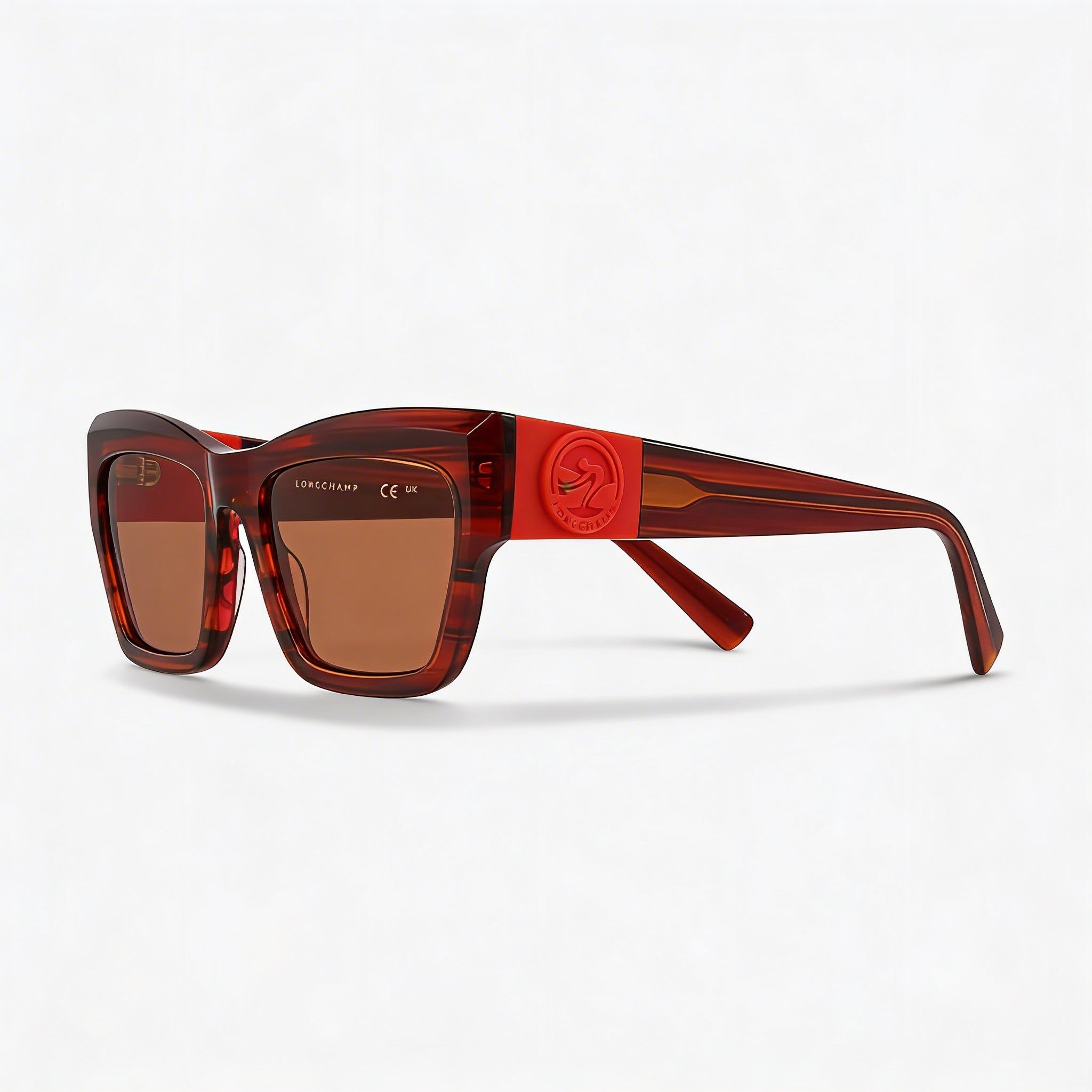 Longchamp Modern LO763S Men's Red Striped Modified Rectangle Sunglasses 6-1-2, Photo 1