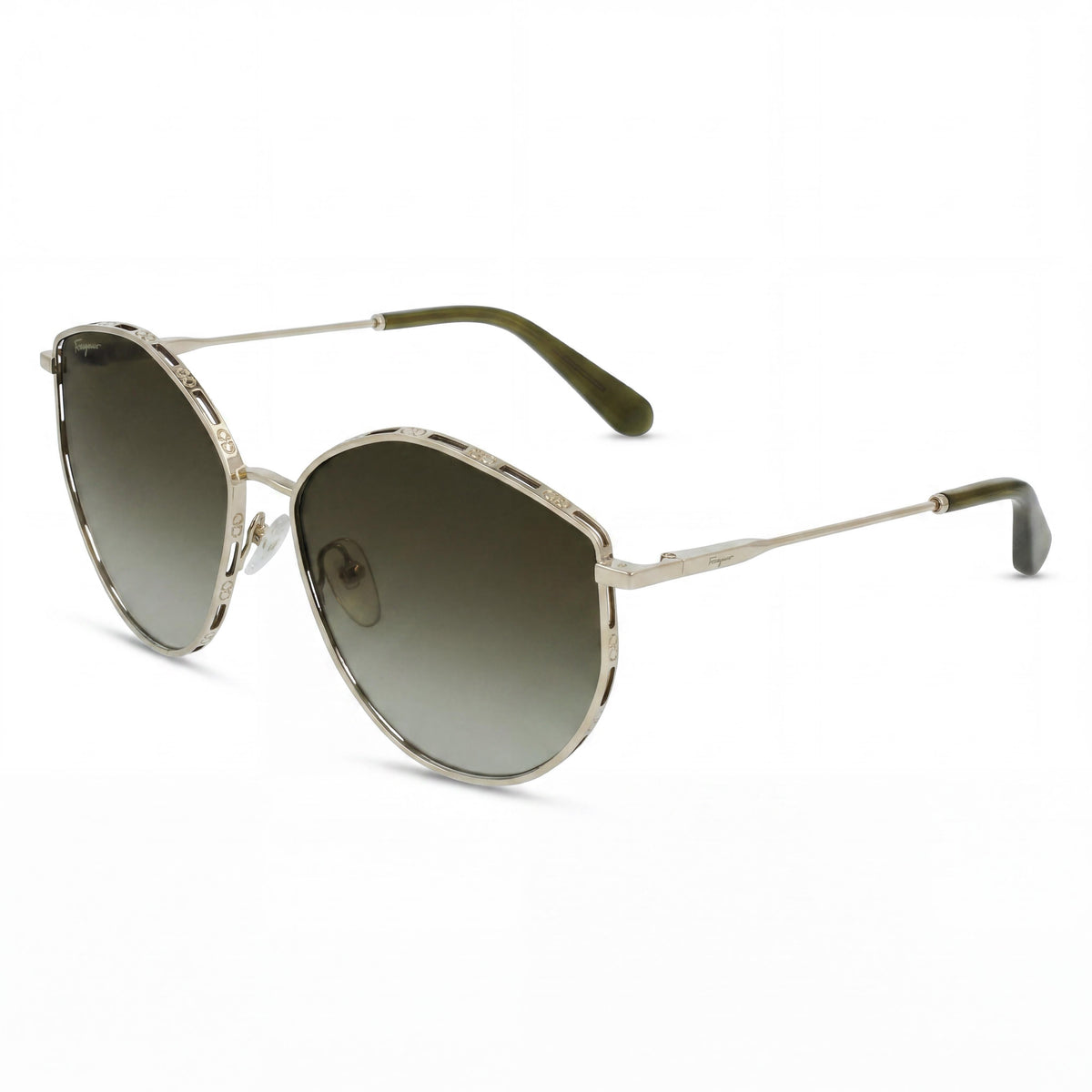 Gafas de sol rectangulares Ferragamo Sf264s doradas y verdes para mujer, 60 mm, Photo 1