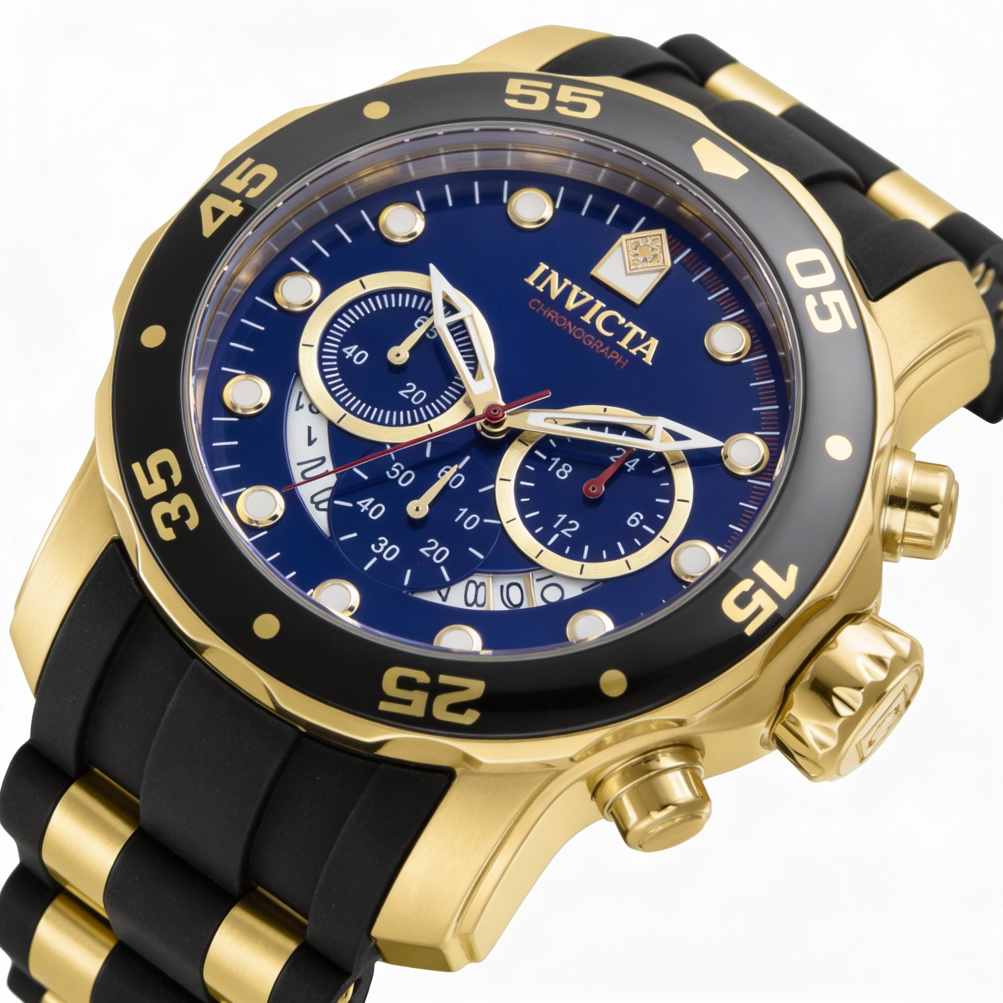 Invicta Pro Diver 37229 Men's Gold Tone Stainless Steel Blue Dial 48mm Water Resistant Chronograph Watch, Photo 1