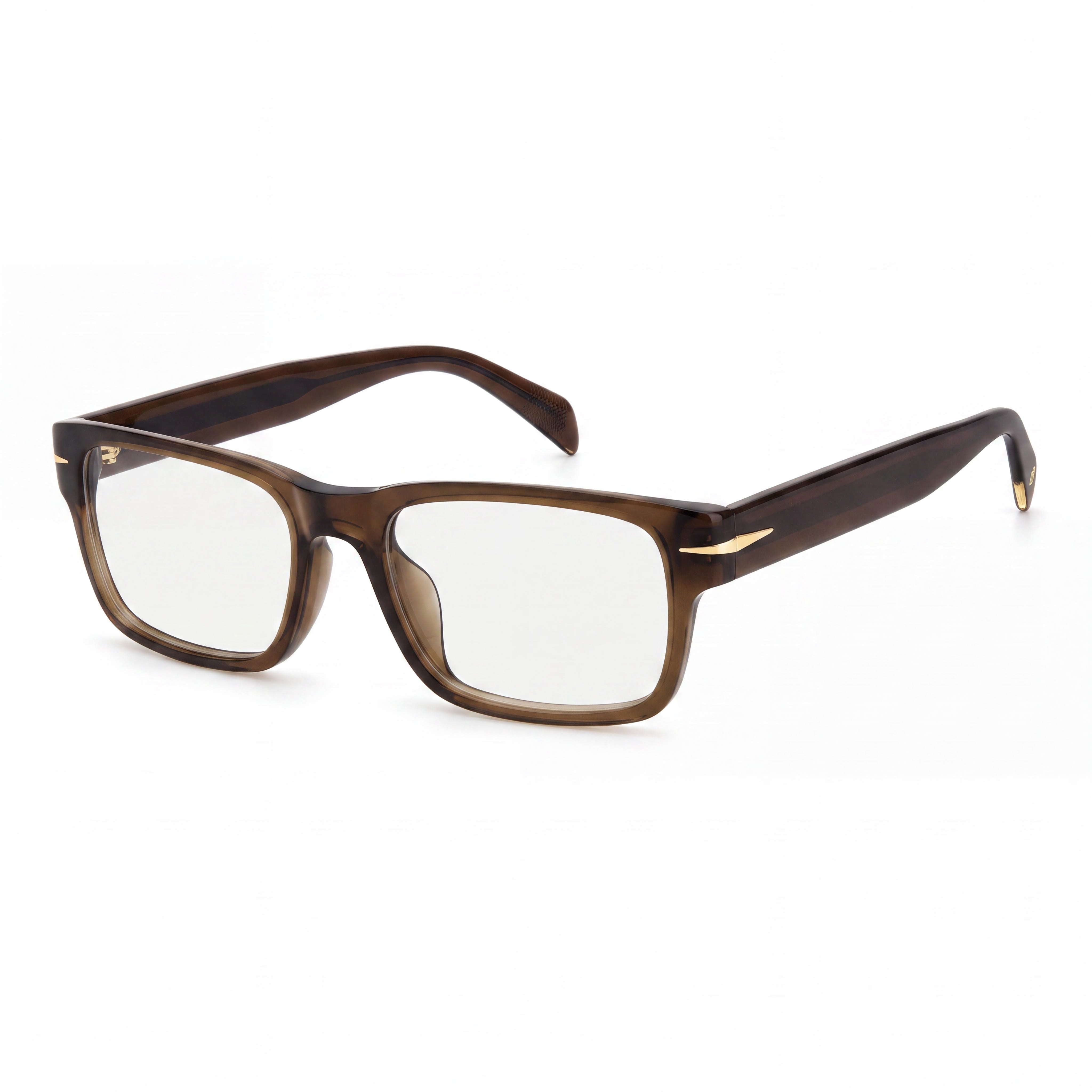 Beckham Db 1170/F Men's Brown Plastic Frame Prescription Eyeglasses with Transparent Polycarbonate Lenses, 53mm, Photo 1