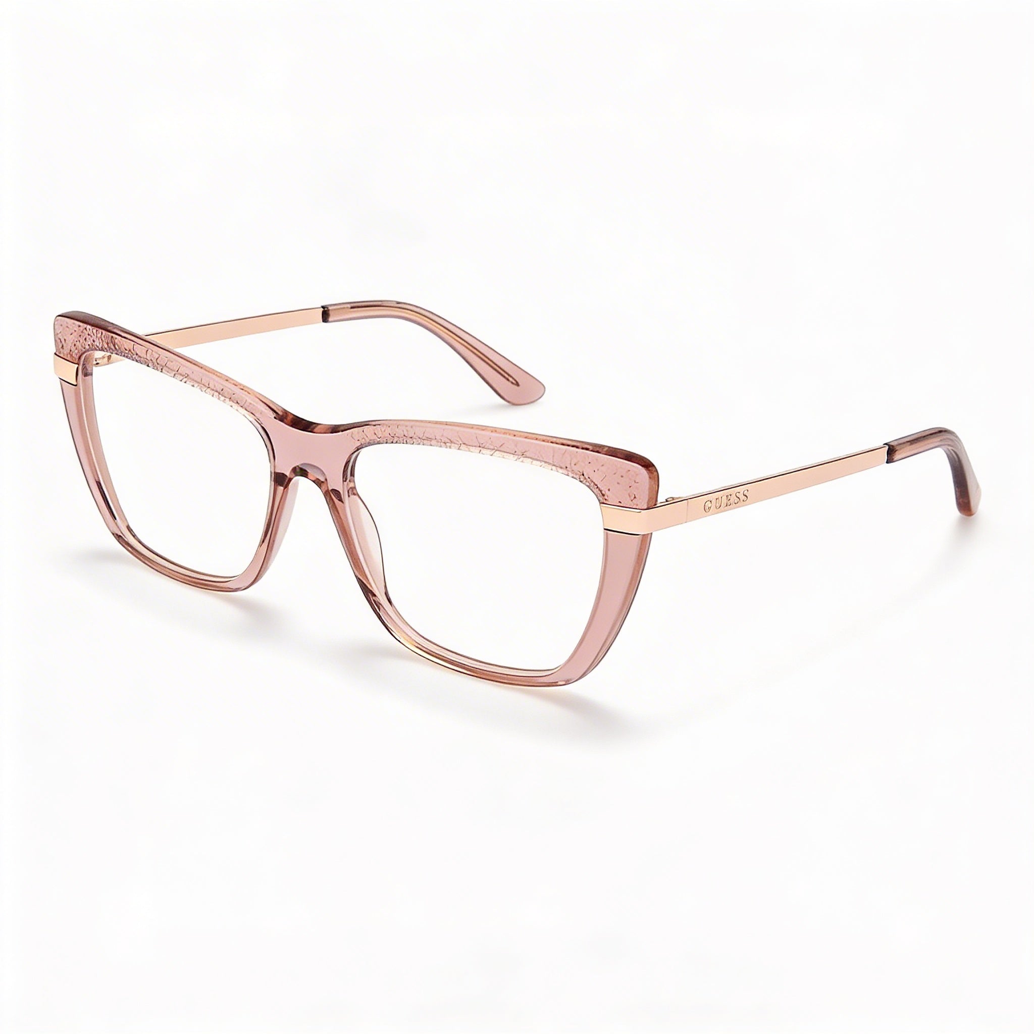GUESS Clásico Women's Shiny Beige Plastic Frame Polycarbonate Non- Eyeglasses 54-16-140, Photo 1