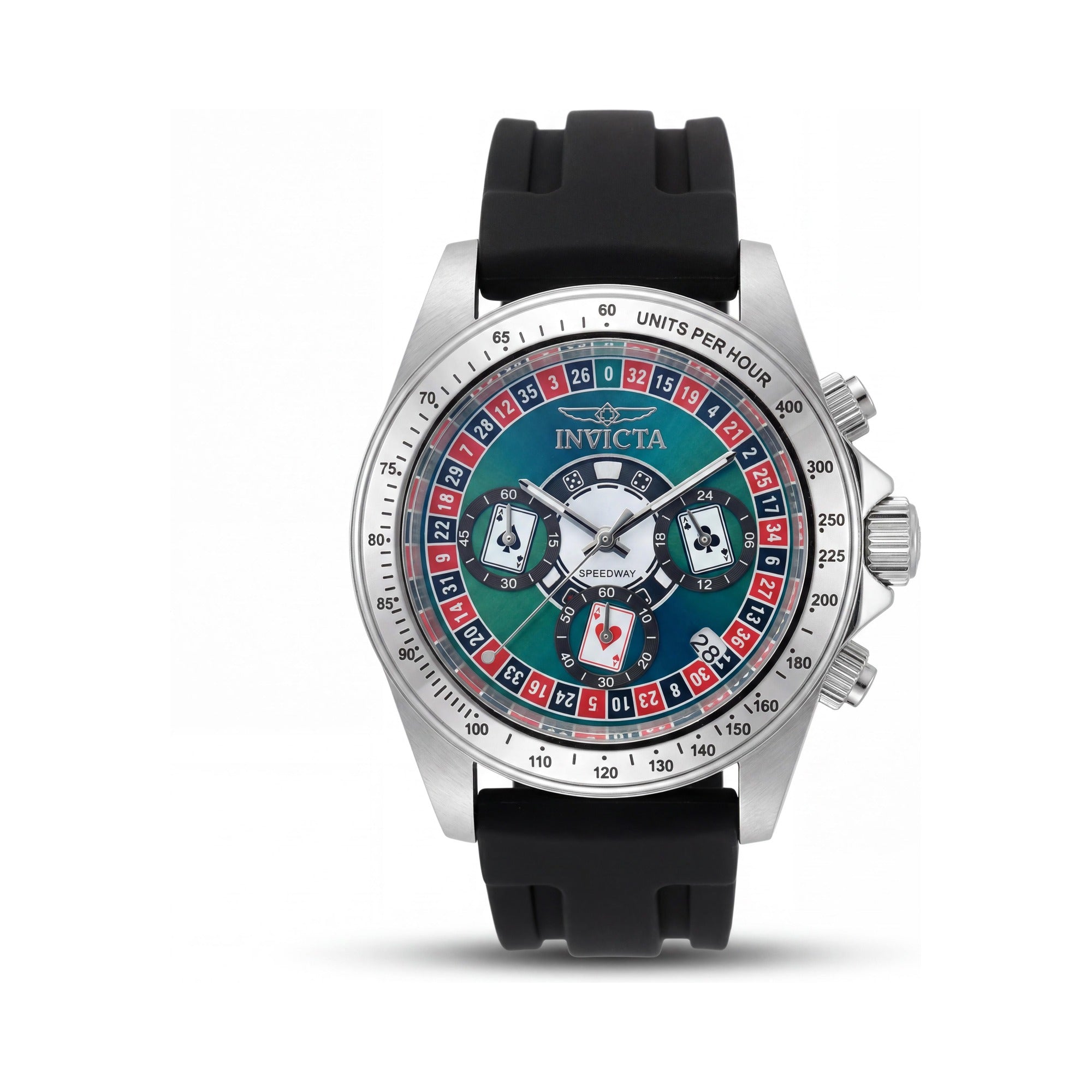 Reloj de cuarzo Invicta Speedway 50492 para hombre, esfera verde, correa de acero inoxidable y silicona, resistente al agua 200M, 39mm, Photo 1