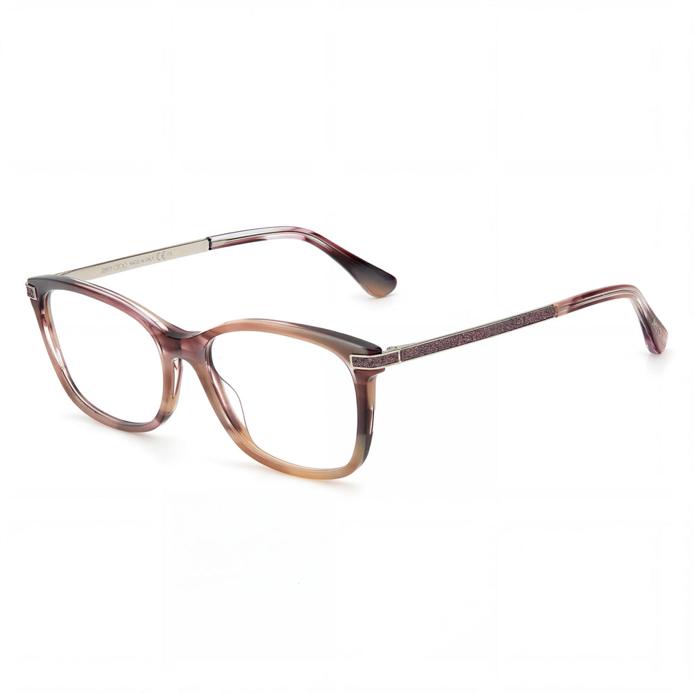 JIMMY CHOO Modern Women's Eyewear with Striped Pink Acetate Frame and Non-Polarised Lenses, 52mm