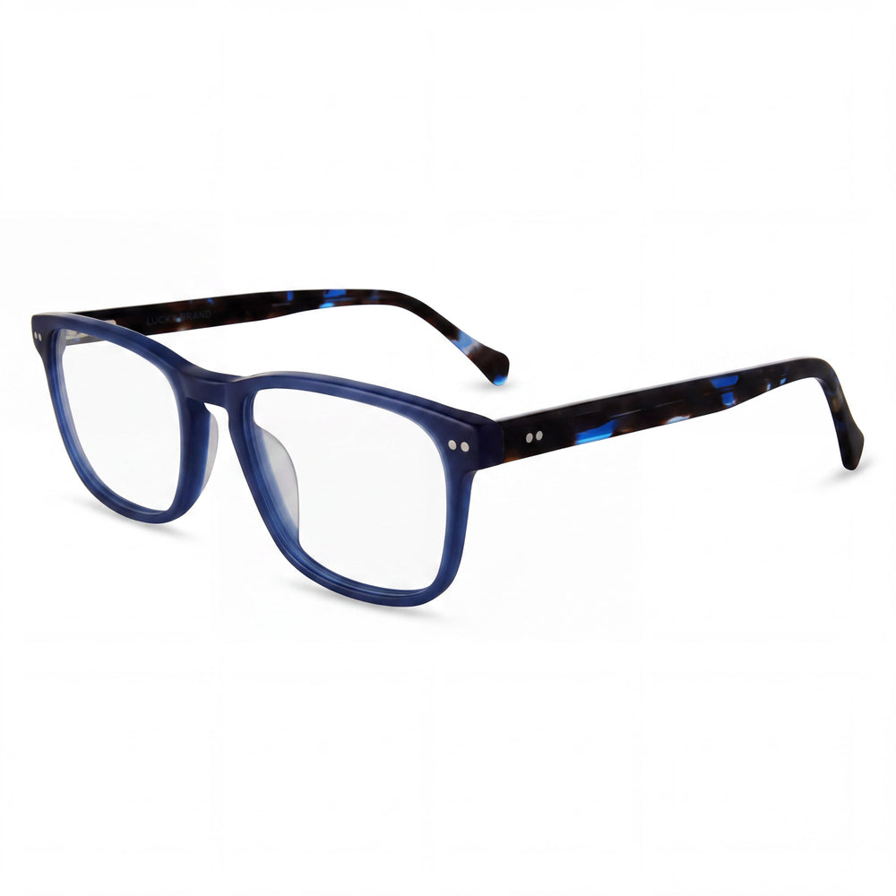 Lucky Brand Vlbd427 Monturas de gafas ligeras azules para hombre, lentes de 52 mm, puente de 19 mm, patillas de 145 mm