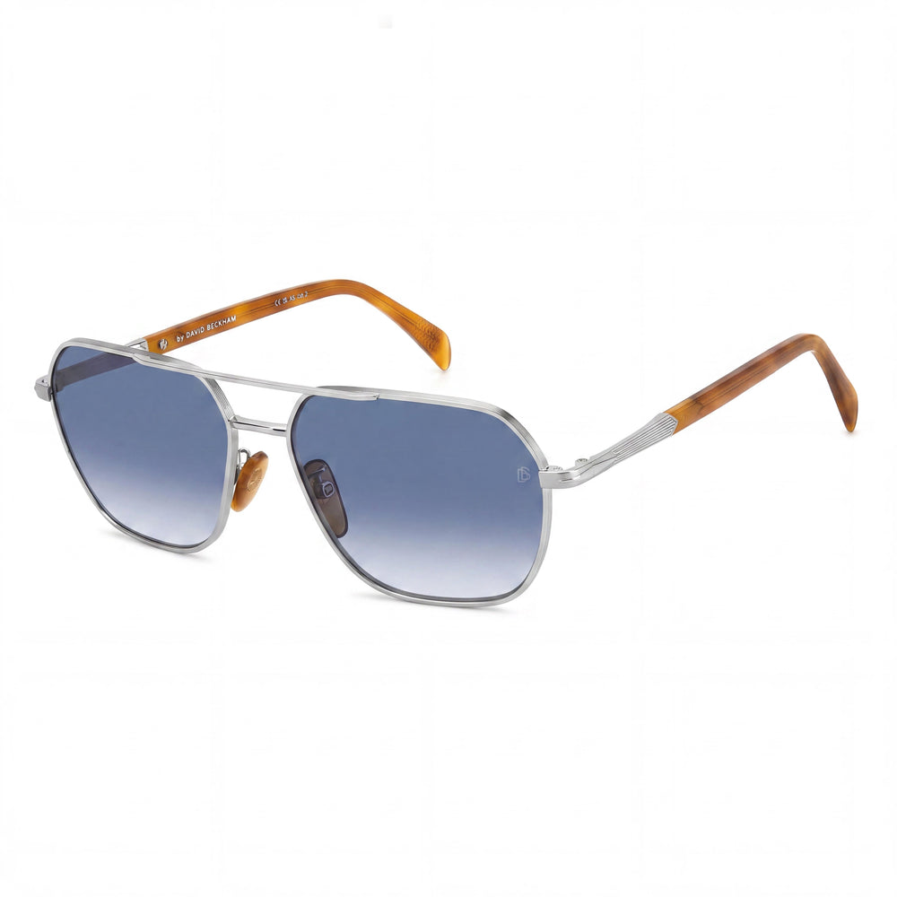 David Beckham Gafas de Sol Contemporáneas para Hombre de Metal No Polarizadas Plateado Habana Azul Claro Degradado 59mm