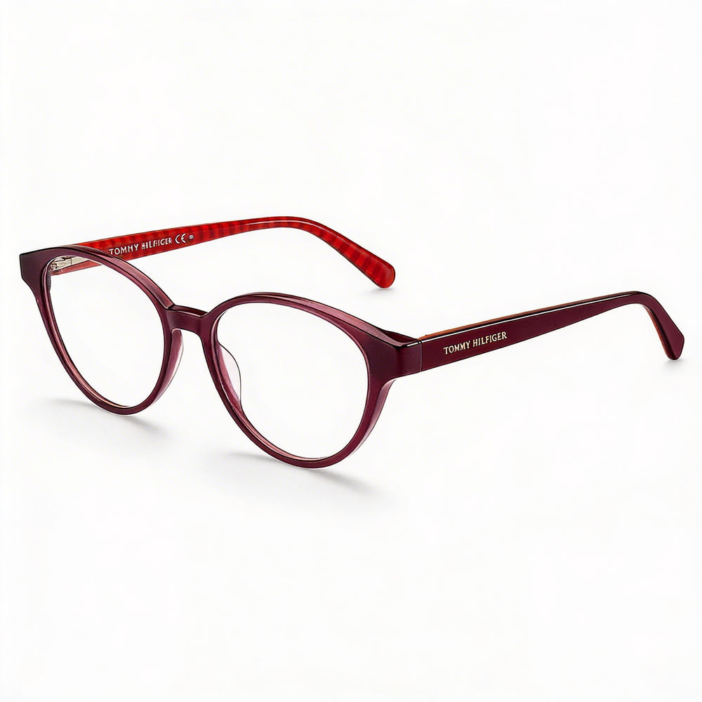 Tommy Hilfiger Modern Women's Optical Frame in Burgundy Pattern Red, Size 50-17-140