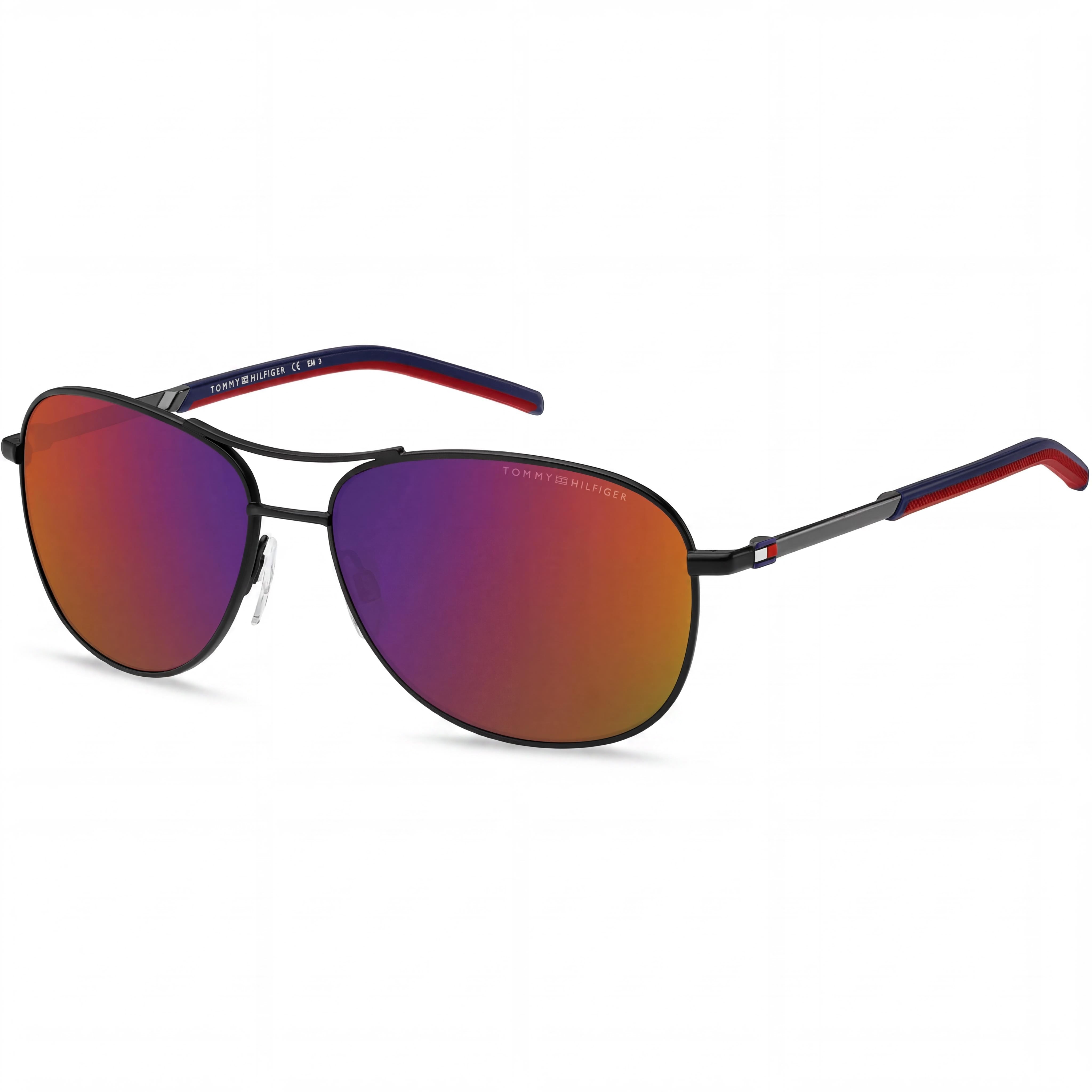 Tommy Hilfiger Modern Unisex Matt Black Alloy Steel Frame Sunglasses, 100% UV Protection, 59mm, Photo 1
