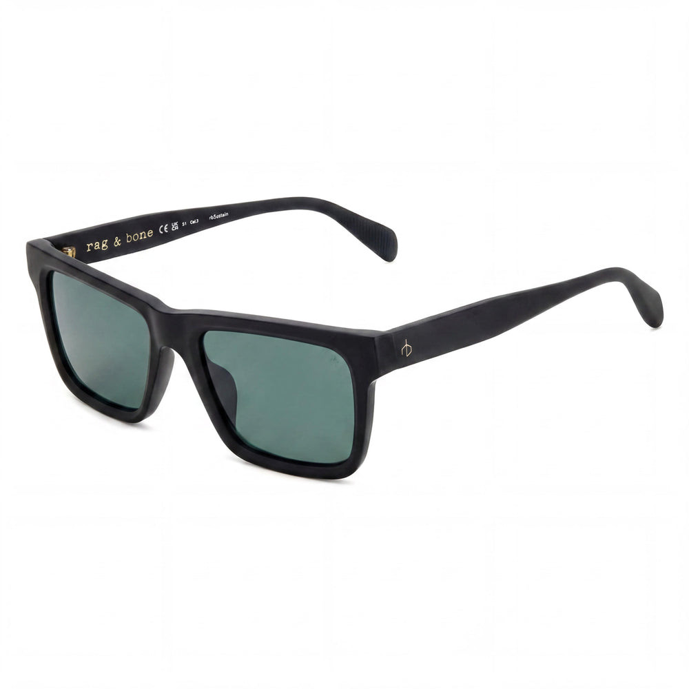 Gafas de sol de hombre rag & bone Modern Heritage con montura verde negro mate y lentes negro mate de ACETATO ECOLÓGICO con protección UV de 54 mm