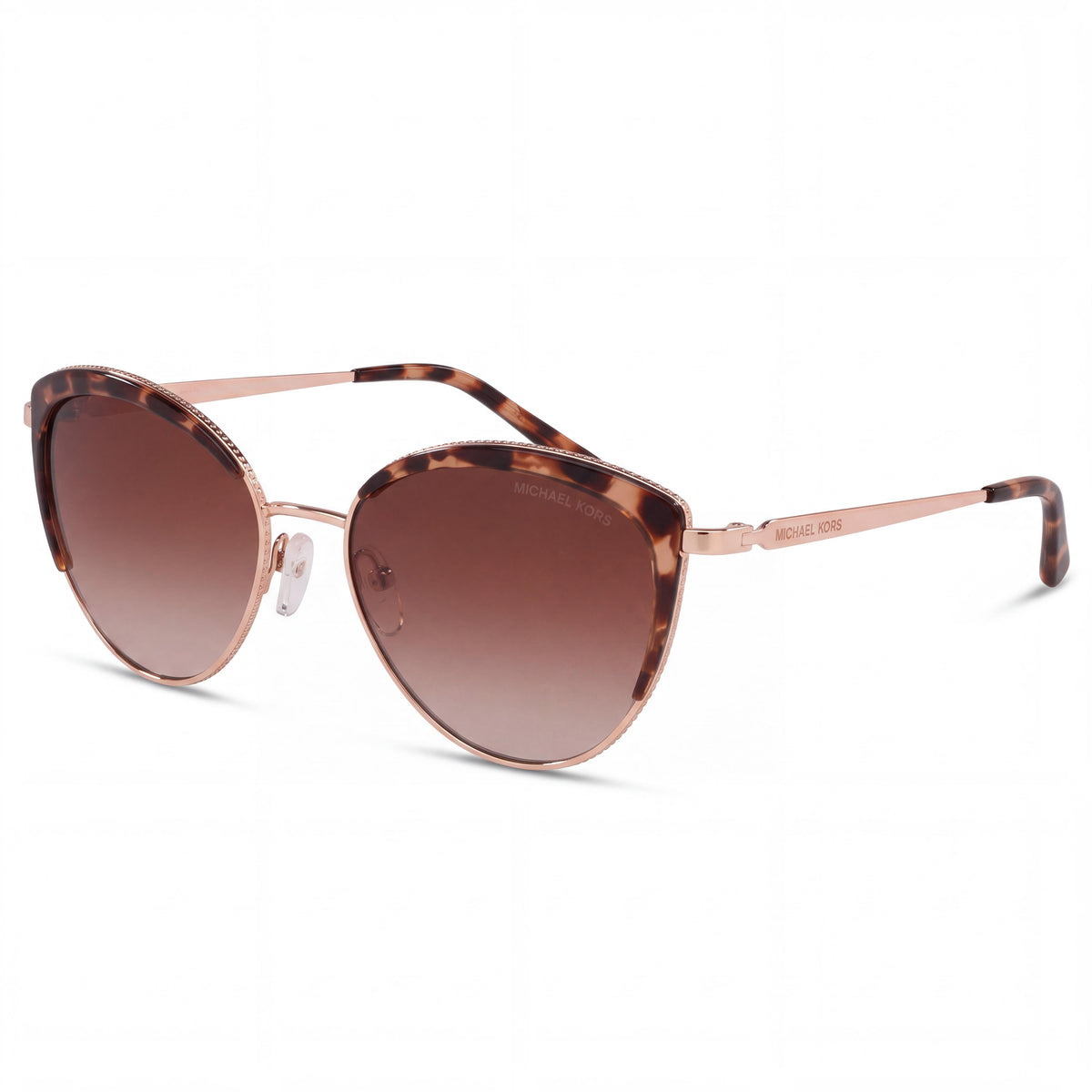 Michael Kors Key Biscayne Women's Rose Gold Metal Cat Eye Sunglasses with Brown Gradient Lenses, UV Protection, Non-Polarized, 56mm, Photo 1