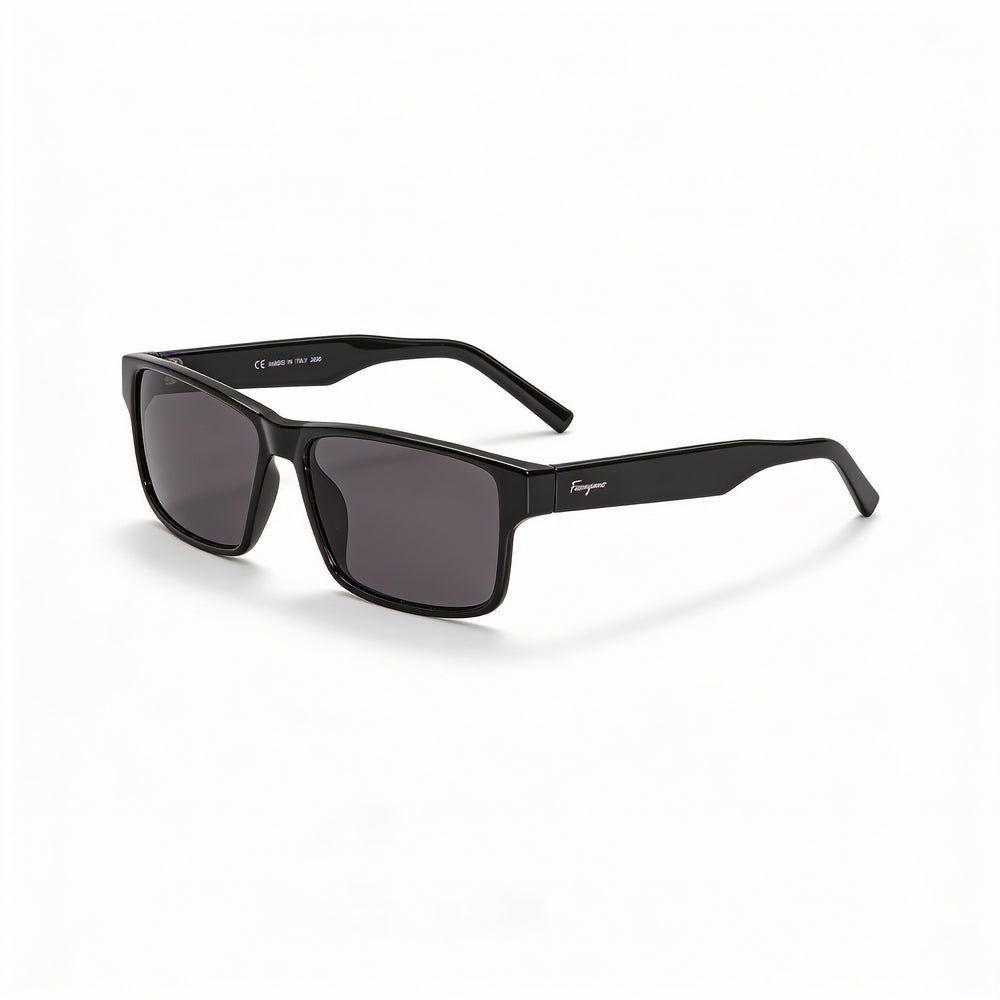 Gafas de sol unisex Salvatore Ferragamo SF960S con montura de plástico negra y lentes grises, protección UV, 58 mm