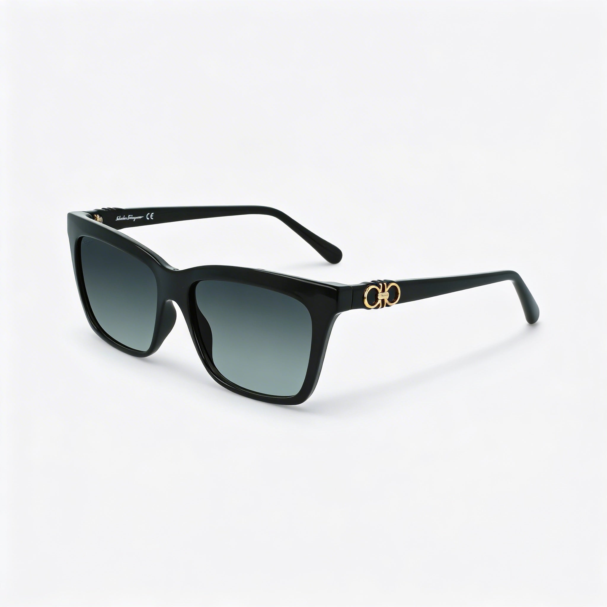 Gafas de sol cuadradas unisex Ferragamo Sf1027s, protección UV, montura de plástico en degradado de negro a gris, lentes azules en degradado, 55 mm, Photo 1