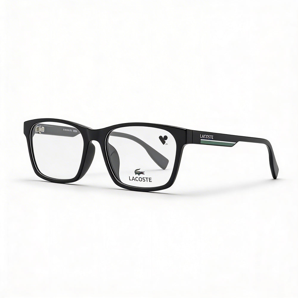 Gafas de sol de estilo moderno Lacoste para hombre con montura inyectada en negro y lentes negras no polarizadas, ancho de lente de 54 mm