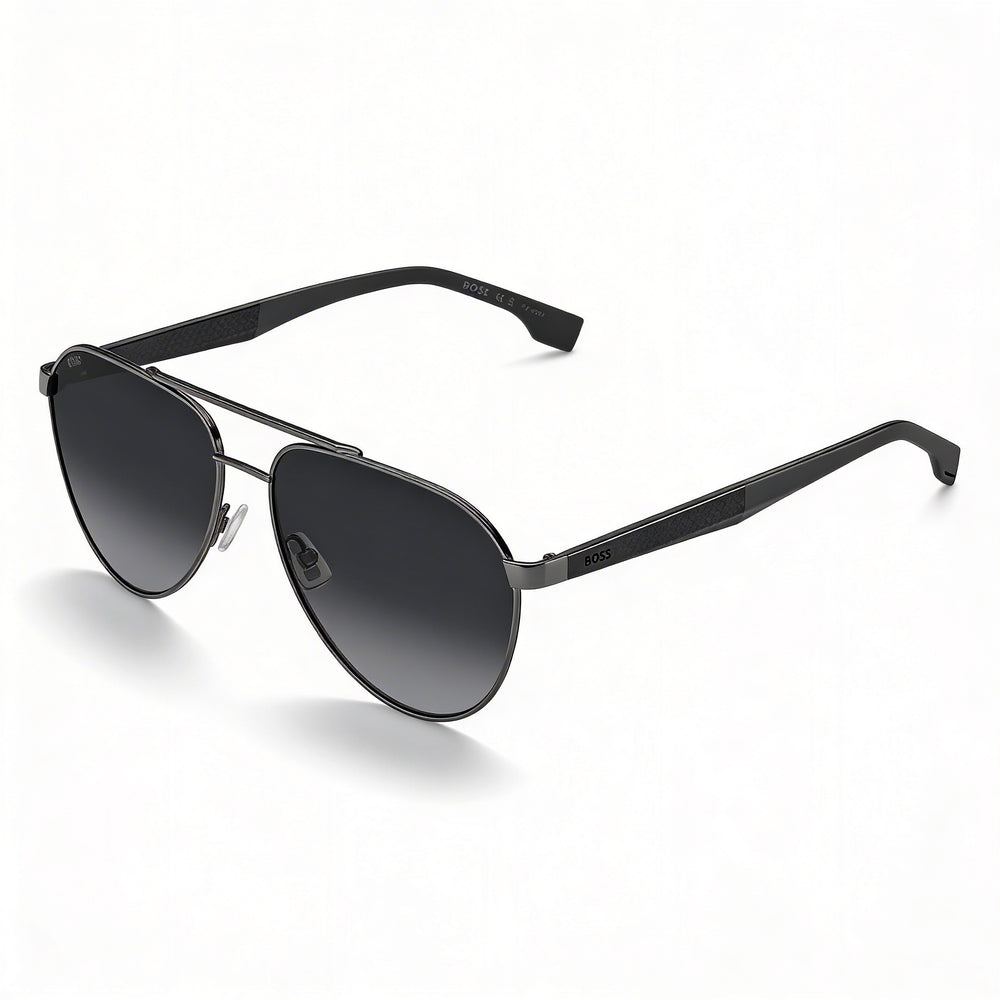 Hugo Boss Contemporary Unisex Brown Dark Ruthenium Grey Alloy Steel UV Protection Sunglasses 60mm