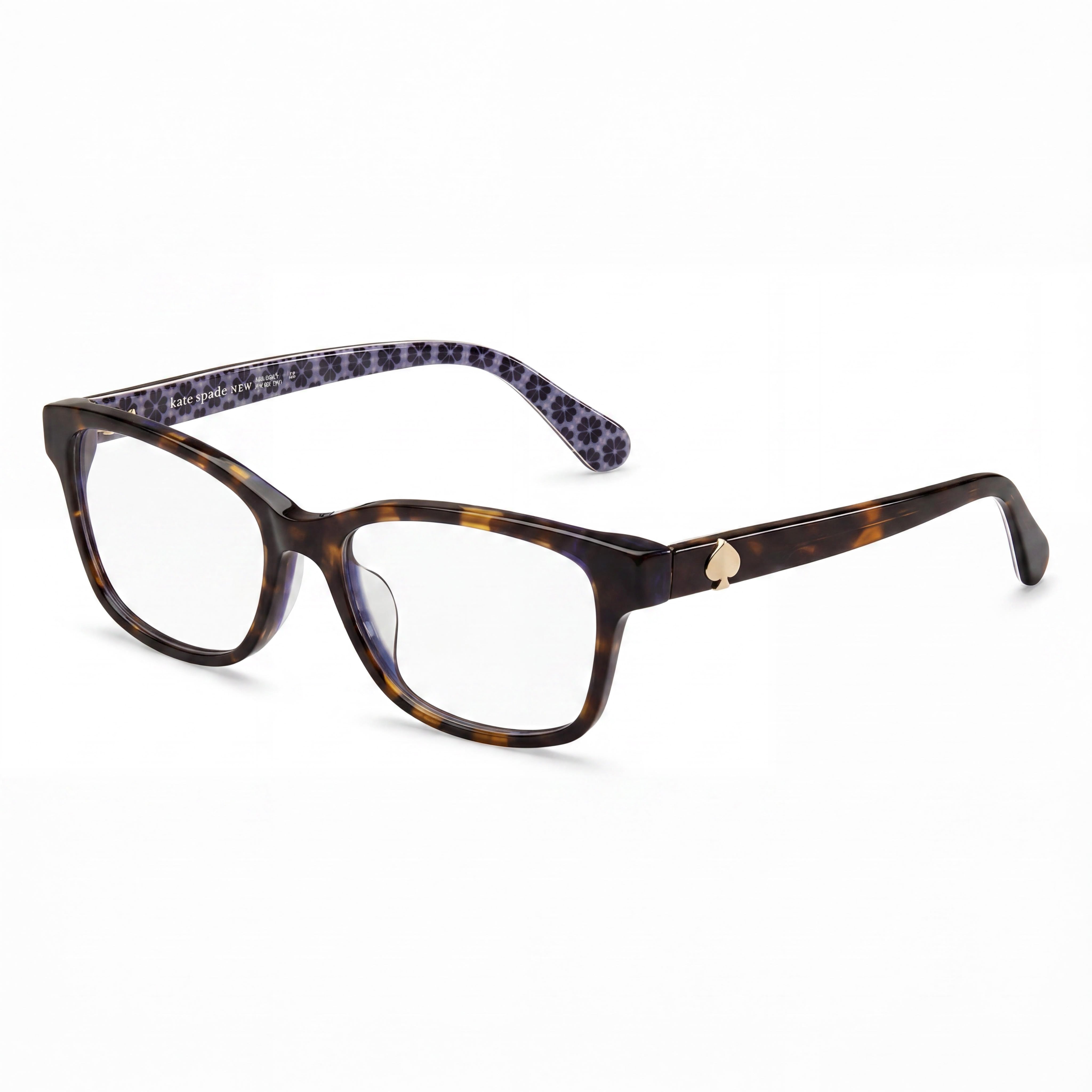 kate spade new york Men's Rectangular Stainless Steel Glasses Frame with Spade Logo Havana Blue 53, Photo 1