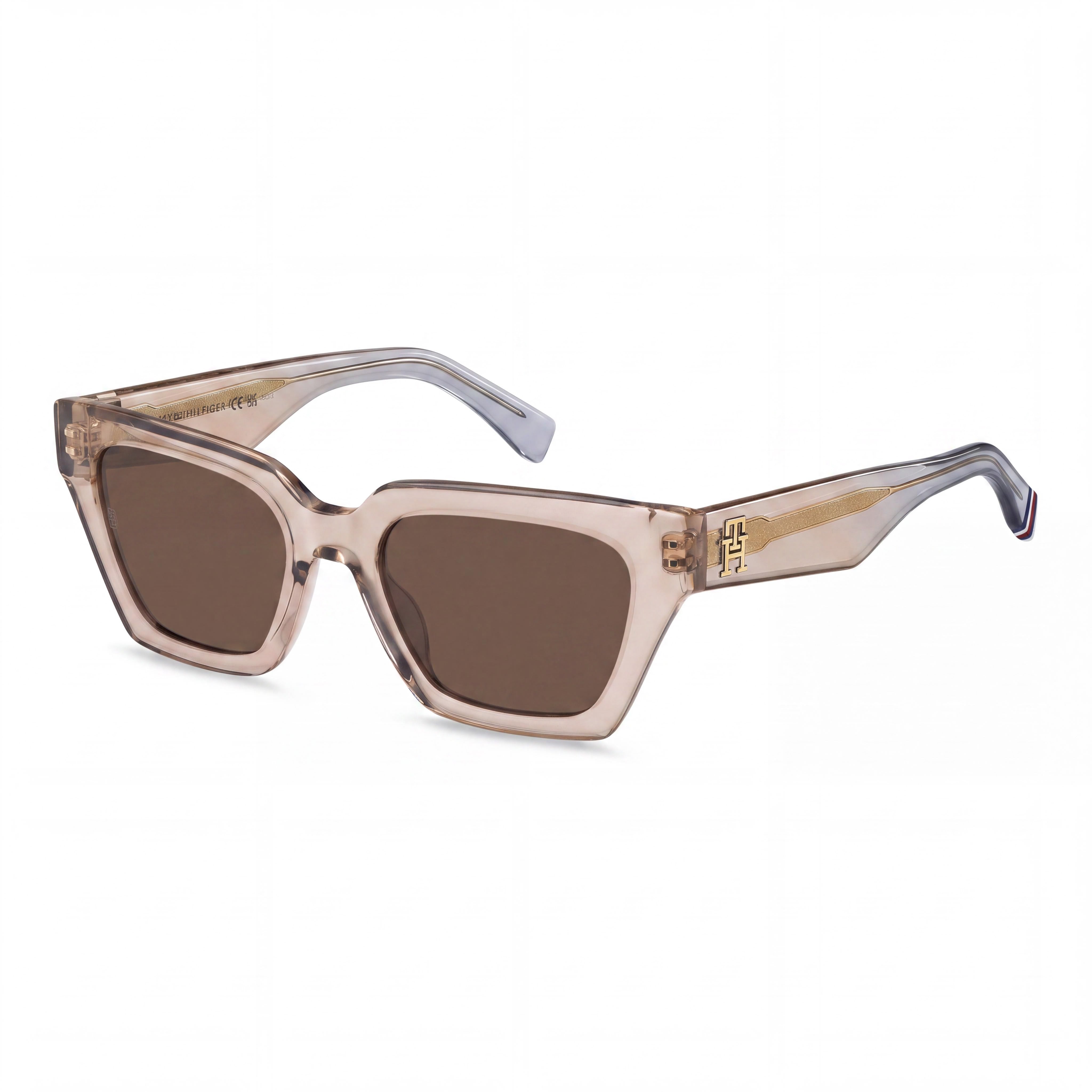 Gafas de sol Tommy Hilfiger casual para mujer, montura de acetato color carne, lentes marrones, protección UV, 52-19-140, Photo 1