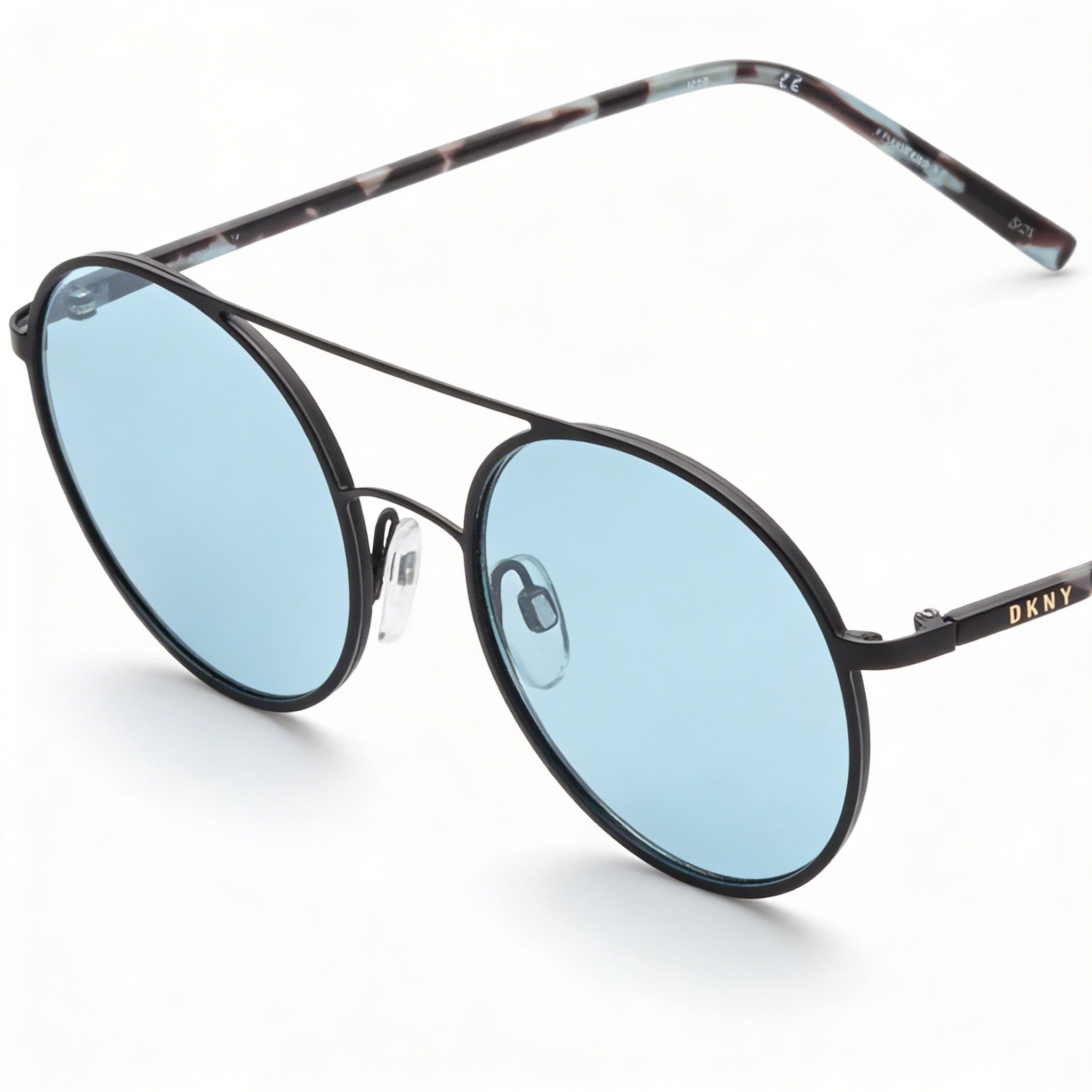 DKNY Classic Women's Blue Metal Sunglasses, Teal Lenses, 100% UV Protection, 52mm Lens Width, Photo 1