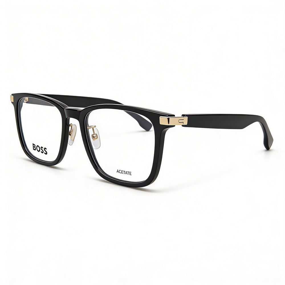 Hugo Boss Audio Systems Boss 1408/F Unisex Square Plastic Full Rim Eyewear Black Gold Lens Width 54mm