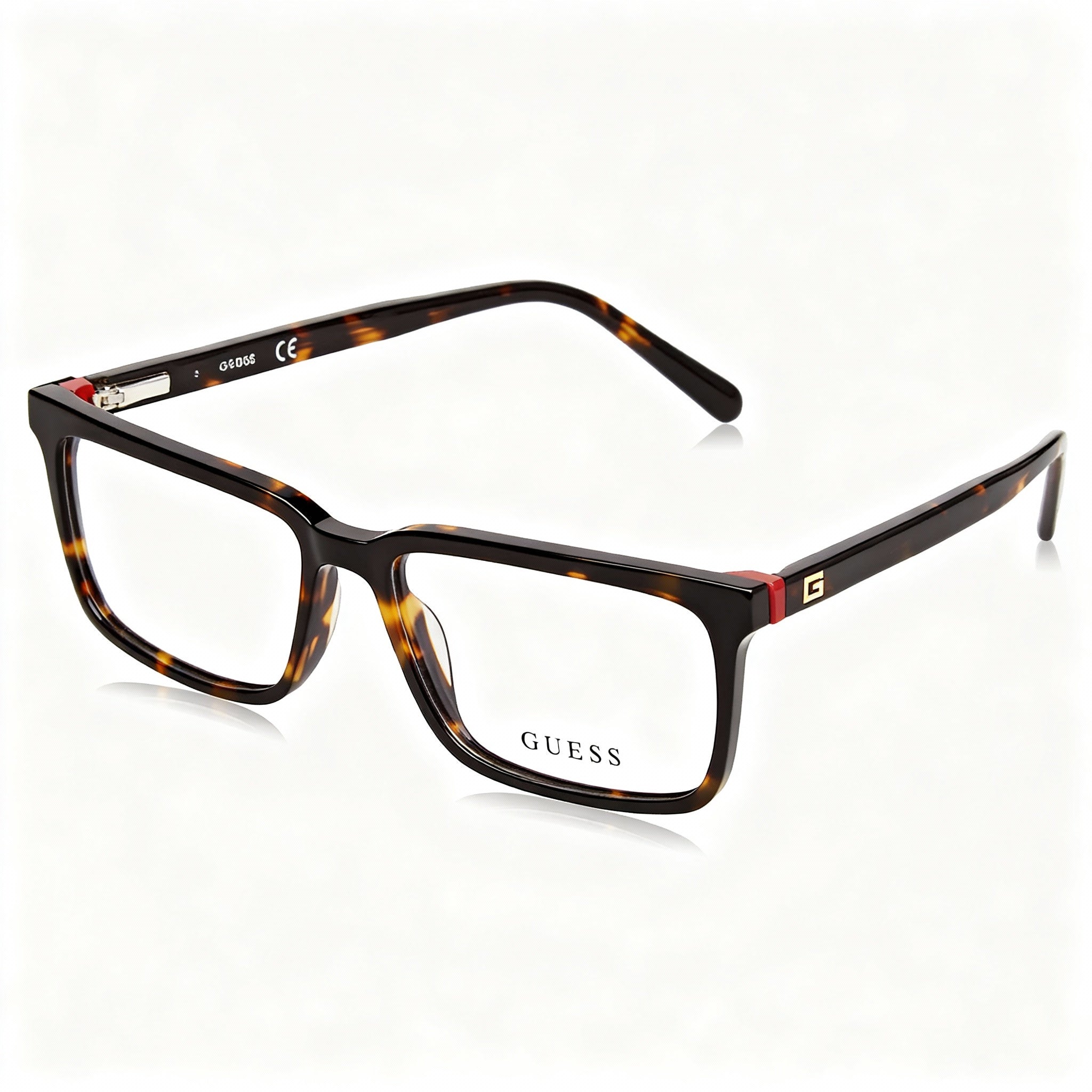 GUESS GU50068 Men's Casual Plastic Frame Eyeglasses, Dark Havana, Non Polarized, 54mm Lens Width