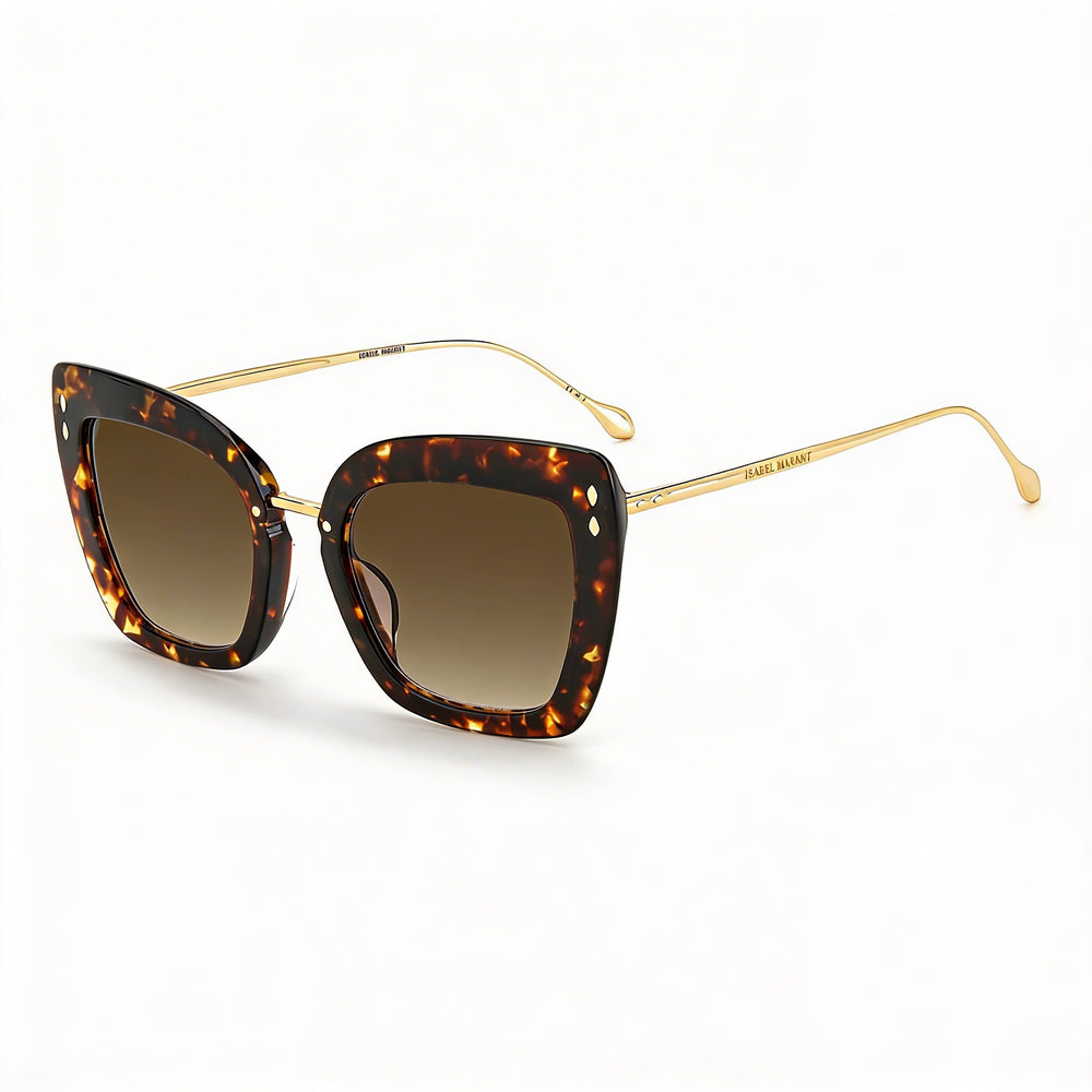 Gafas de sol Isabel Marant para mujer, estilo ojo de gato, estilo casual, de poliamida, con protección UV, color dorado habano, 53 mm