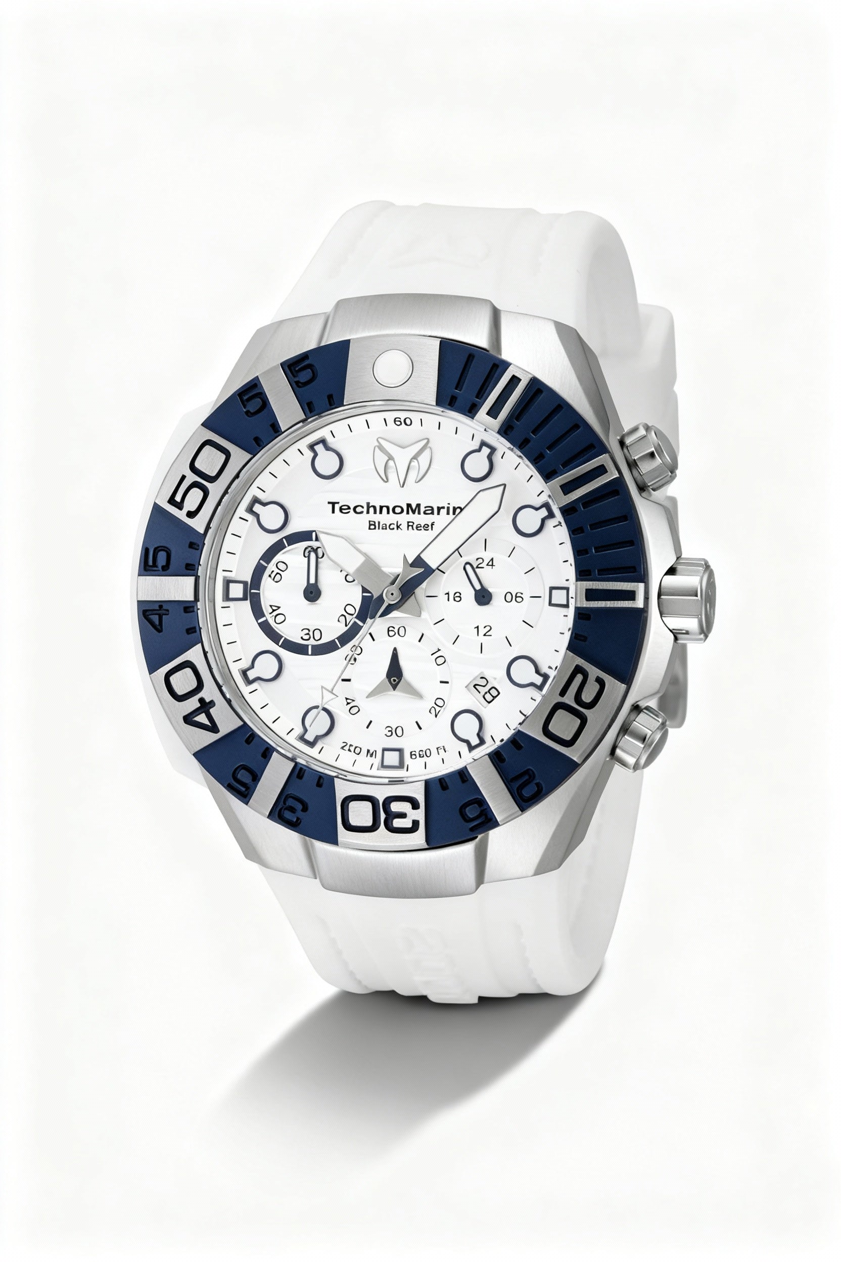 TechnoMarine Reef TM-523013 Men's Chronograph Quartz Watch, 45mm Case, White Blue, 20 ATM Water Resistant