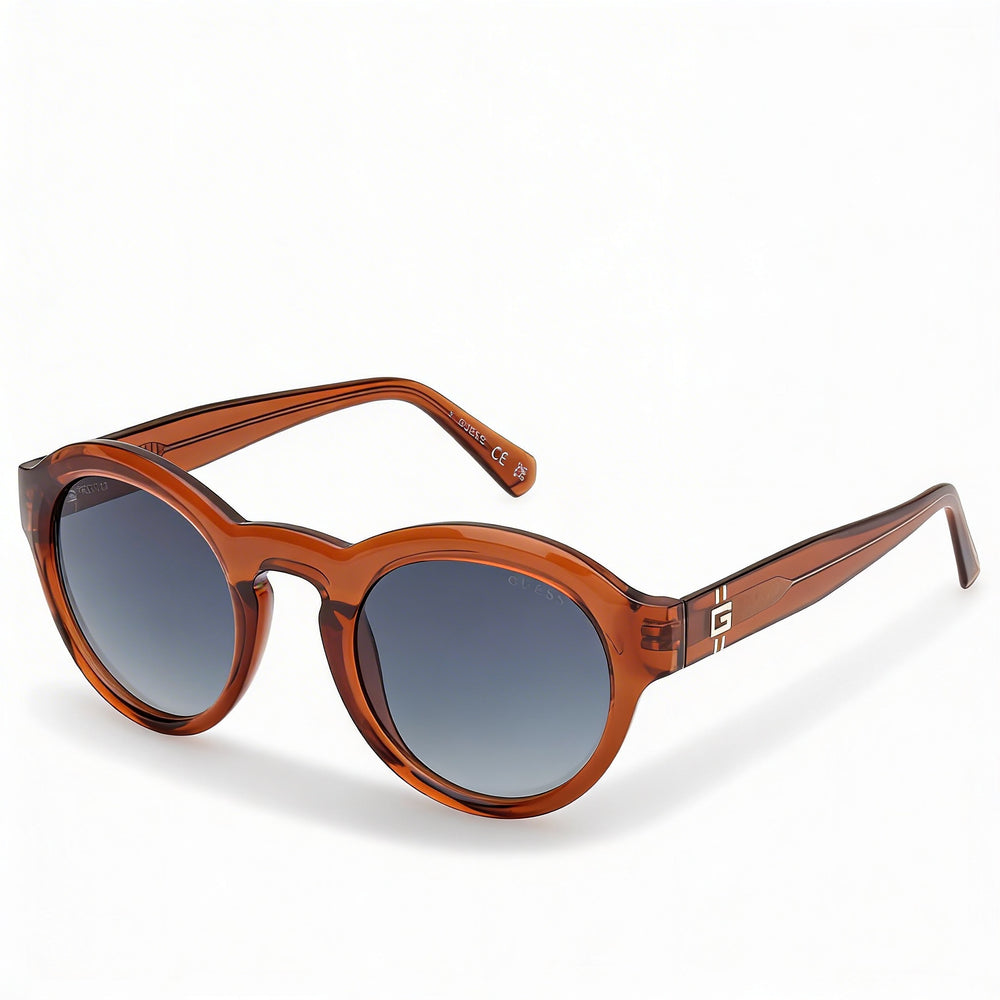 GUESS Casual Unisex Shiny Dark Brown Plastic Frame Gradient Blue UV Protection Non-Polarized Sunglasses 49mm