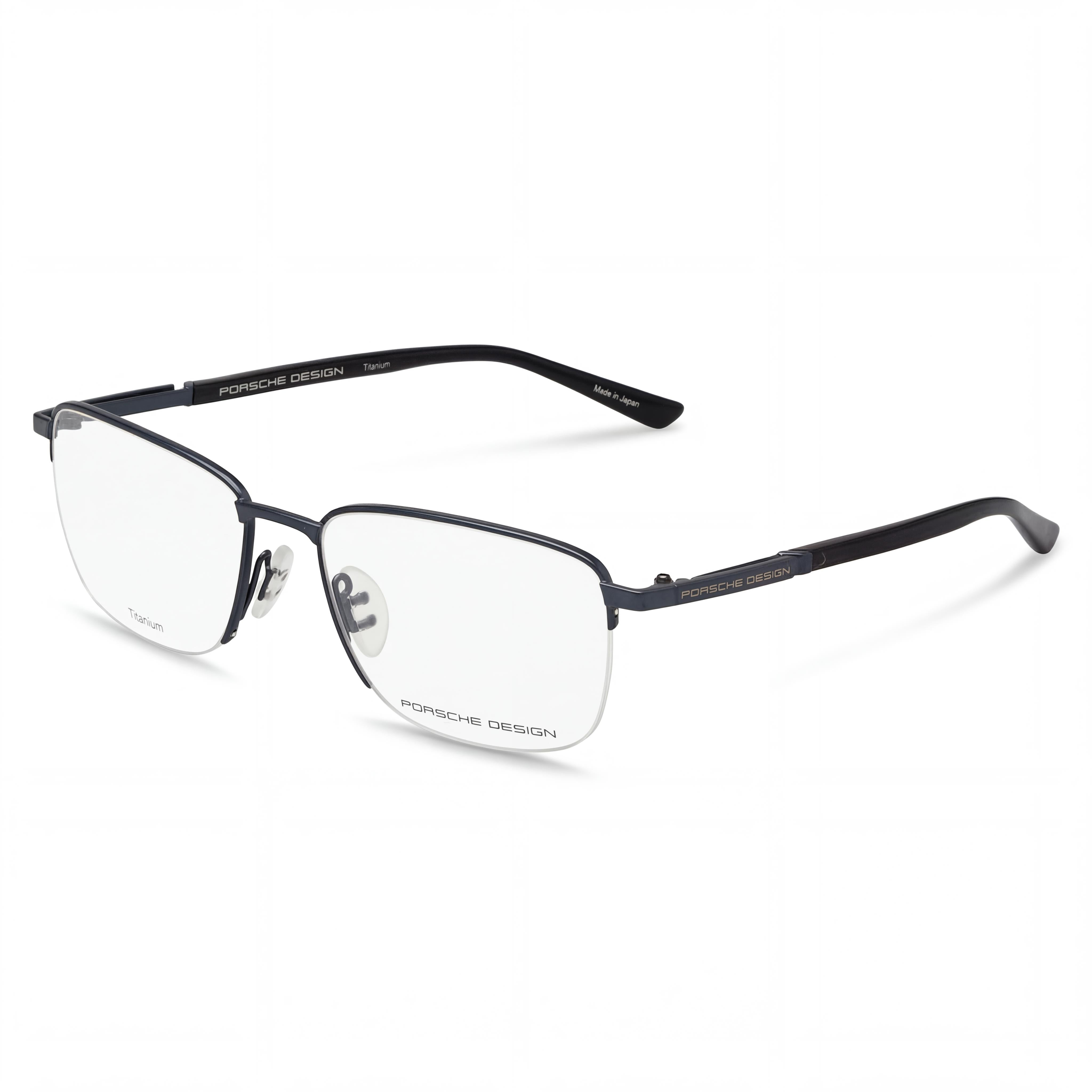 Porsche Modern Men's Eyeglasses featuring Titanium Blue Grey Frame & Transparent Lenses 56mm, Photo 1