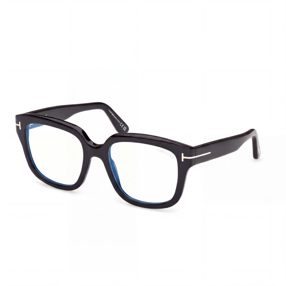 Marcolin Ft6094-b Women's Shiny Black Blue Filter Plastic Non-Polarized Black Lens Sunglasses 54-19-140