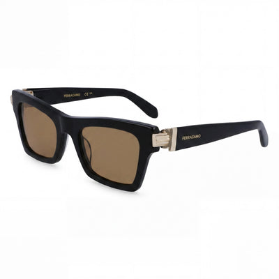 Ferragamo Sf2013s Women's Black Gold Acetate Frame Brown Lens UV Protection Sunglasses 52mm