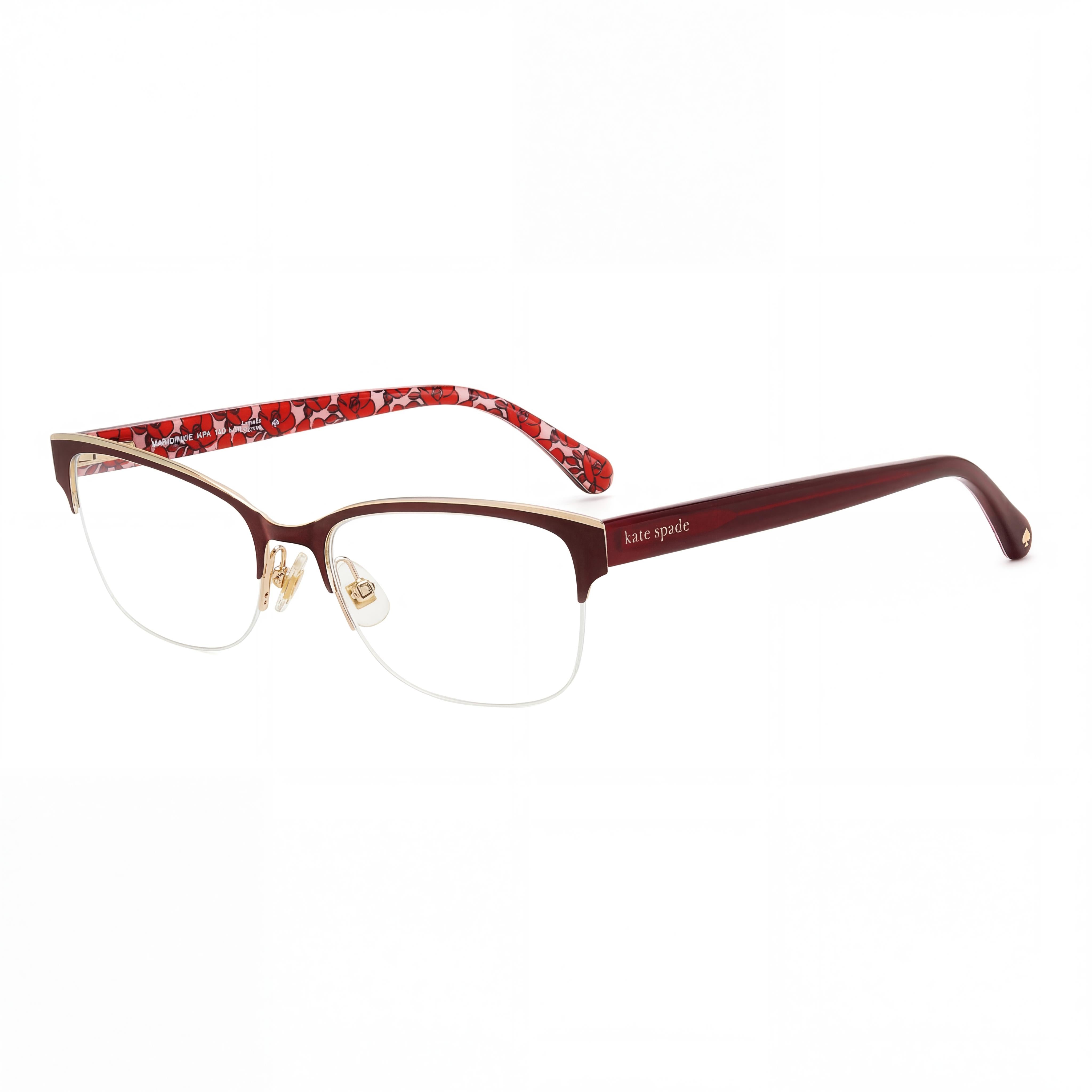 kate spade new york Marjorie Women's Red Stainless Steel Eyewear with Red Pattern Non-Polarized Lenses 52-17-140, Photo 1