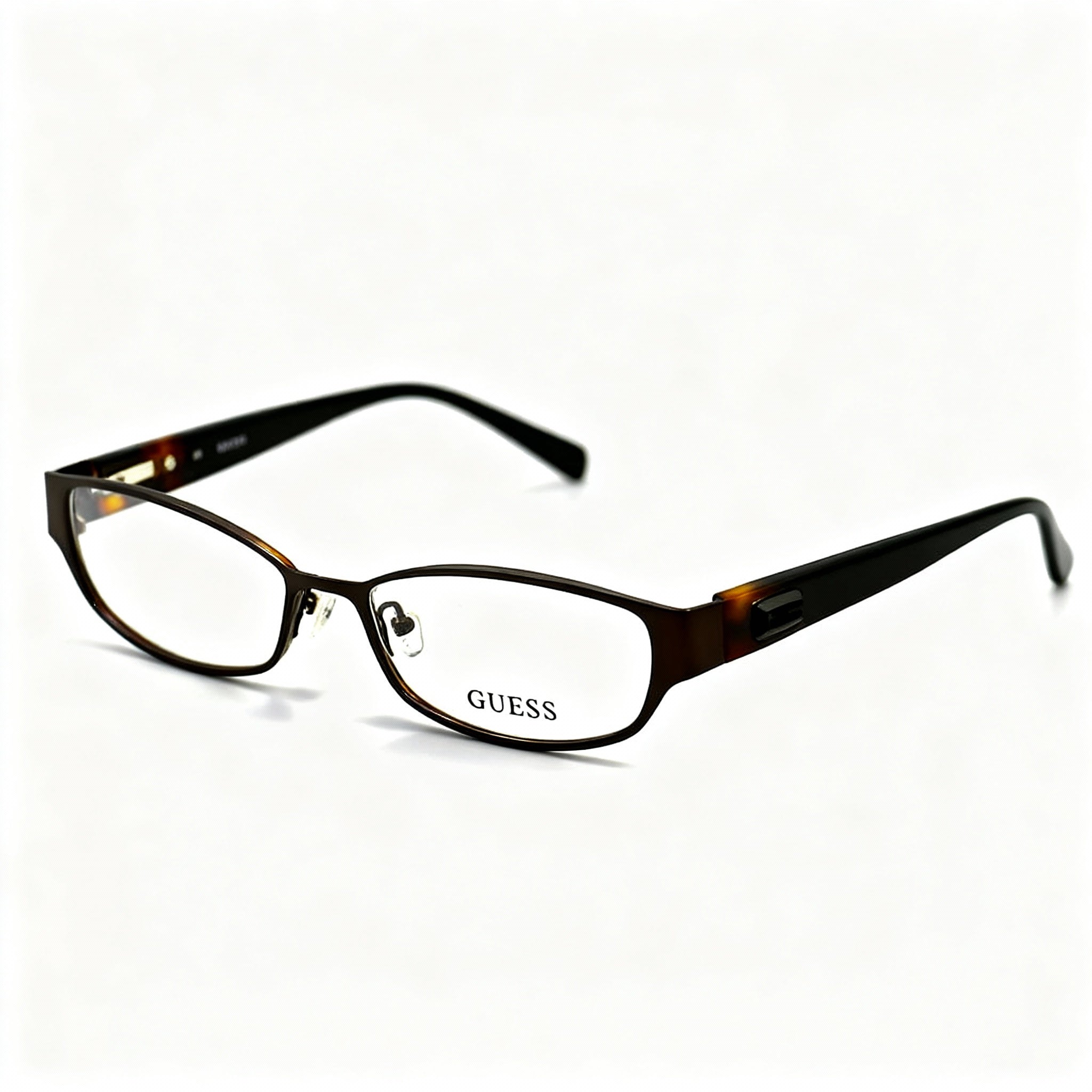 GUESS GU2412 Unisex Brown Metal Full-Rim Round Optical Eyeglasses Frames with Customizable Lenses 52-16-135mm