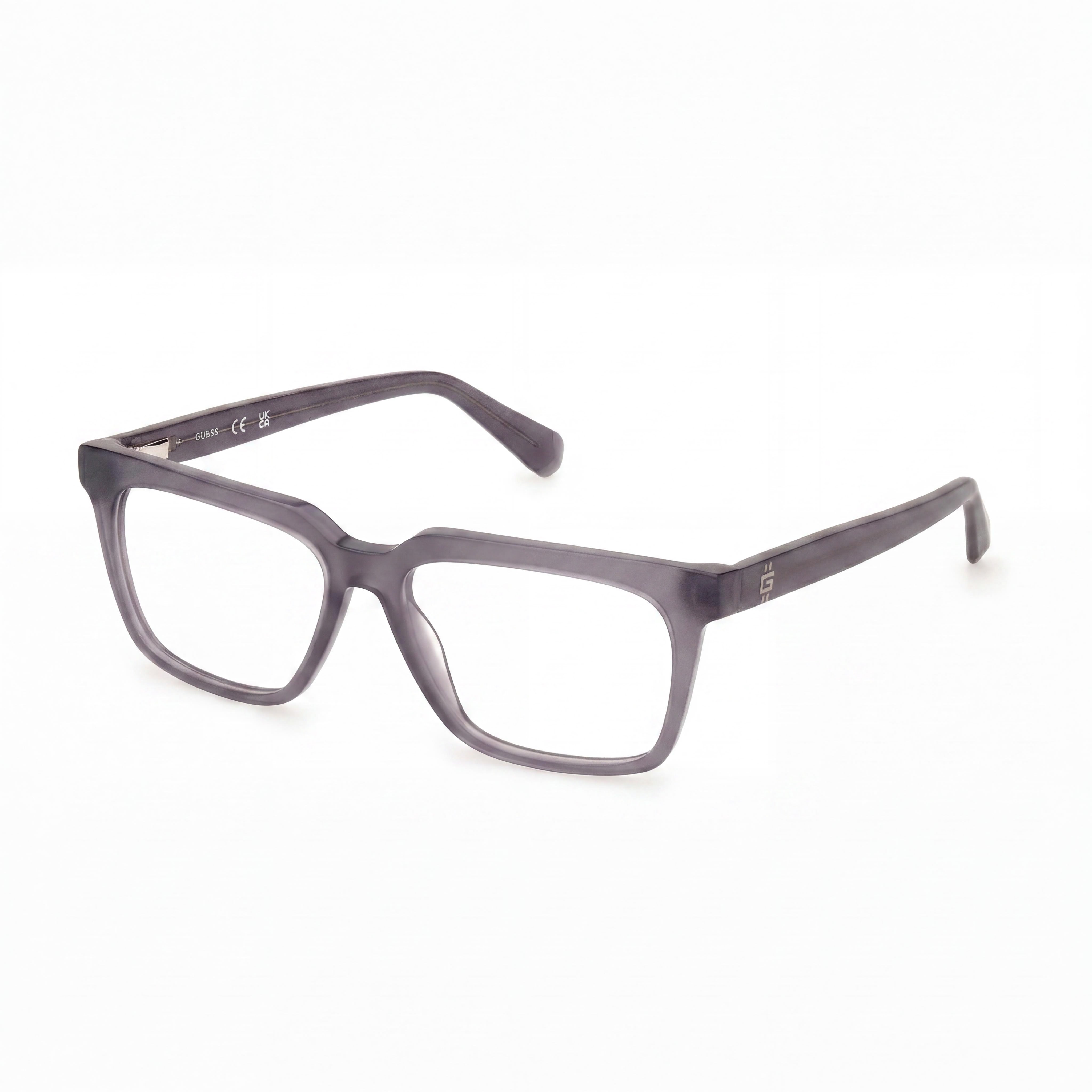 Guess GU50133 Shiny Grey Rectangle Eyeglasses for Women, Plastic, Photo 1