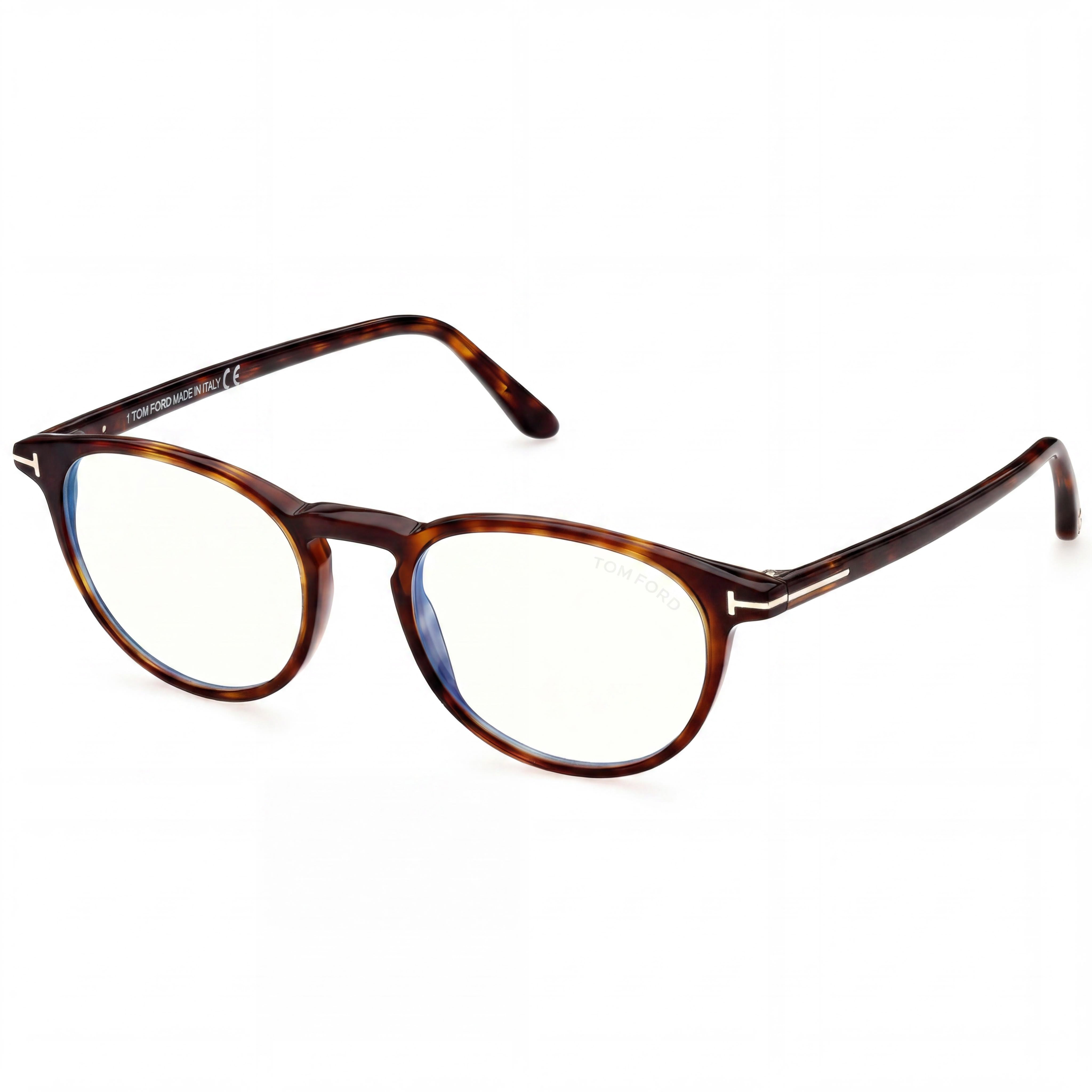 Tom Ford Ft5803-b Men's Blue Block Pantographed Plastic Eyeglasses Shiny Auburn Havana 51-19-145, Photo 1