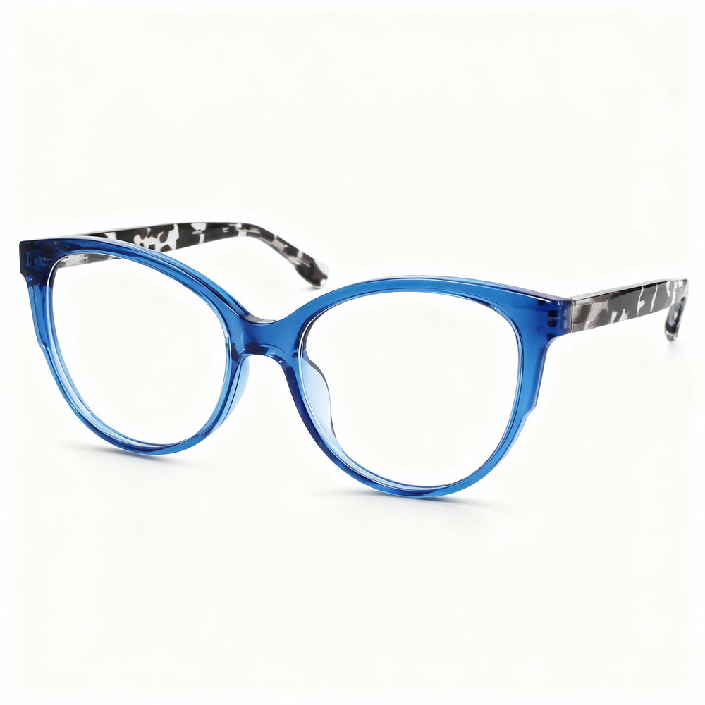 MCALLISTER Mc4511 Men’s Blue Crystal Metal Cat Eye Frame with Polarized Clear Lenses 54-17-140