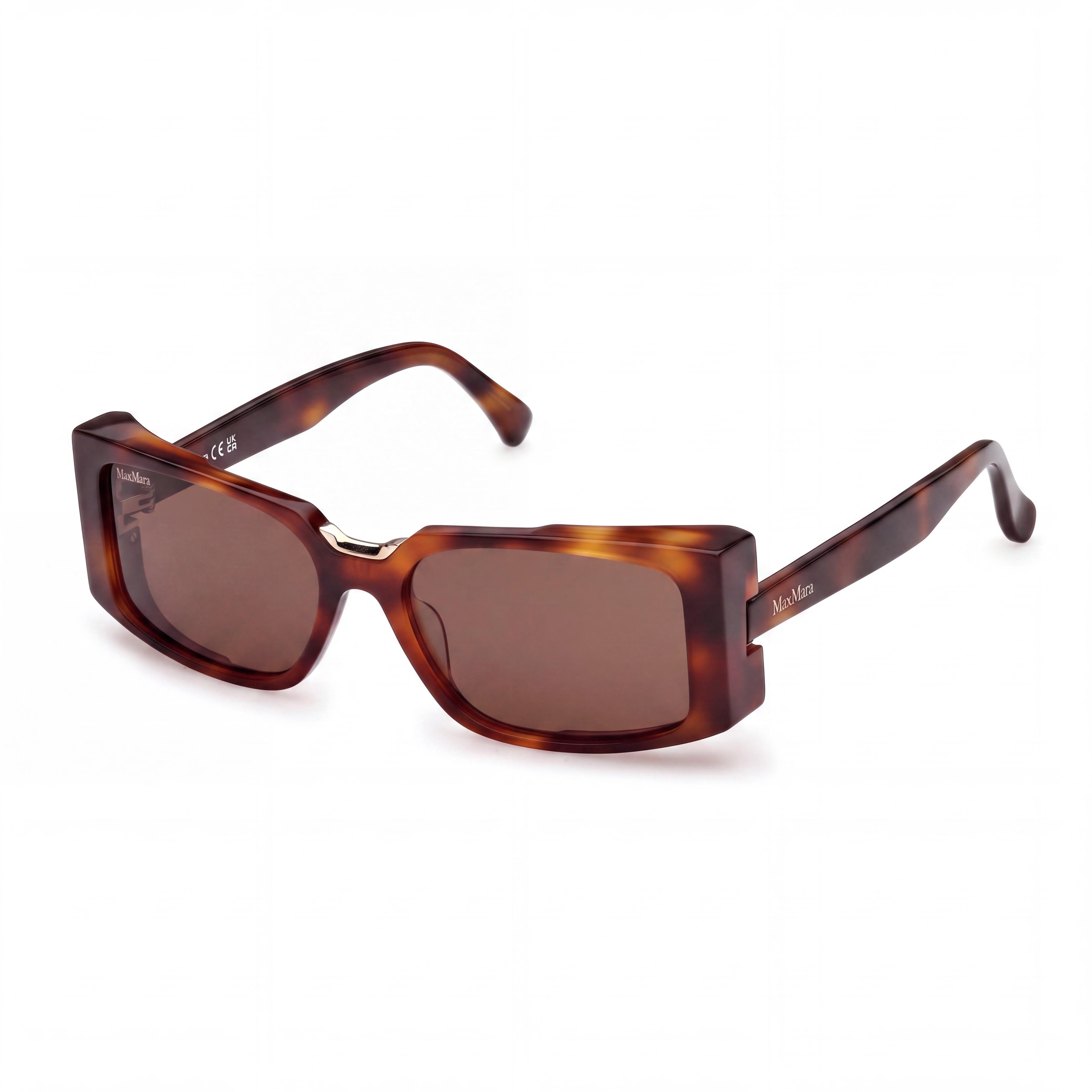 MaxMara MM0159 Women's Acetate Dark Havana Frame Sunglasses with Brown Lenses Size 54-16-140, Photo 1