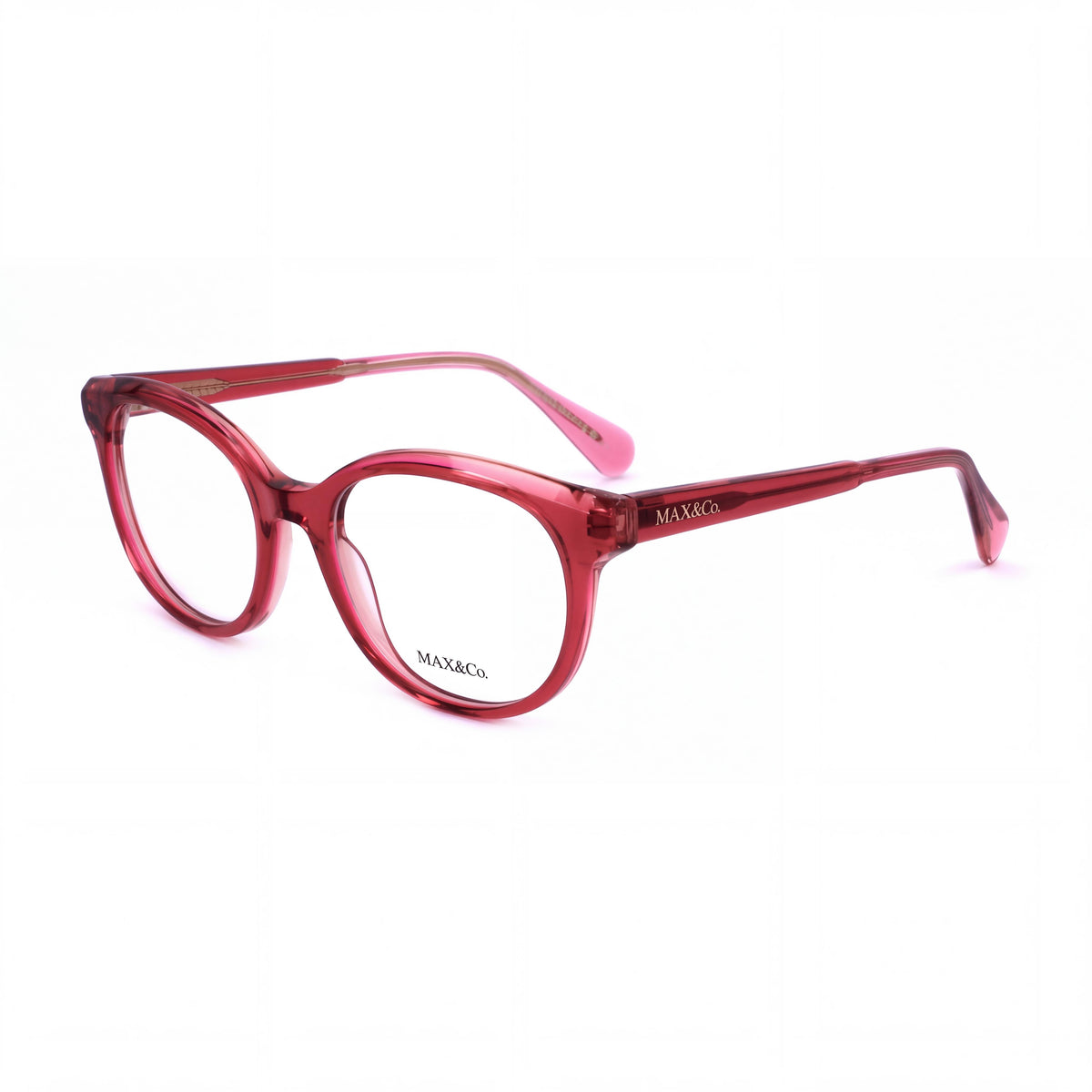 Max&Co. Casual Women's Red Acetate Frame Eyeglasses with Transparent Lenses, Size 48-17-135, Photo 1
