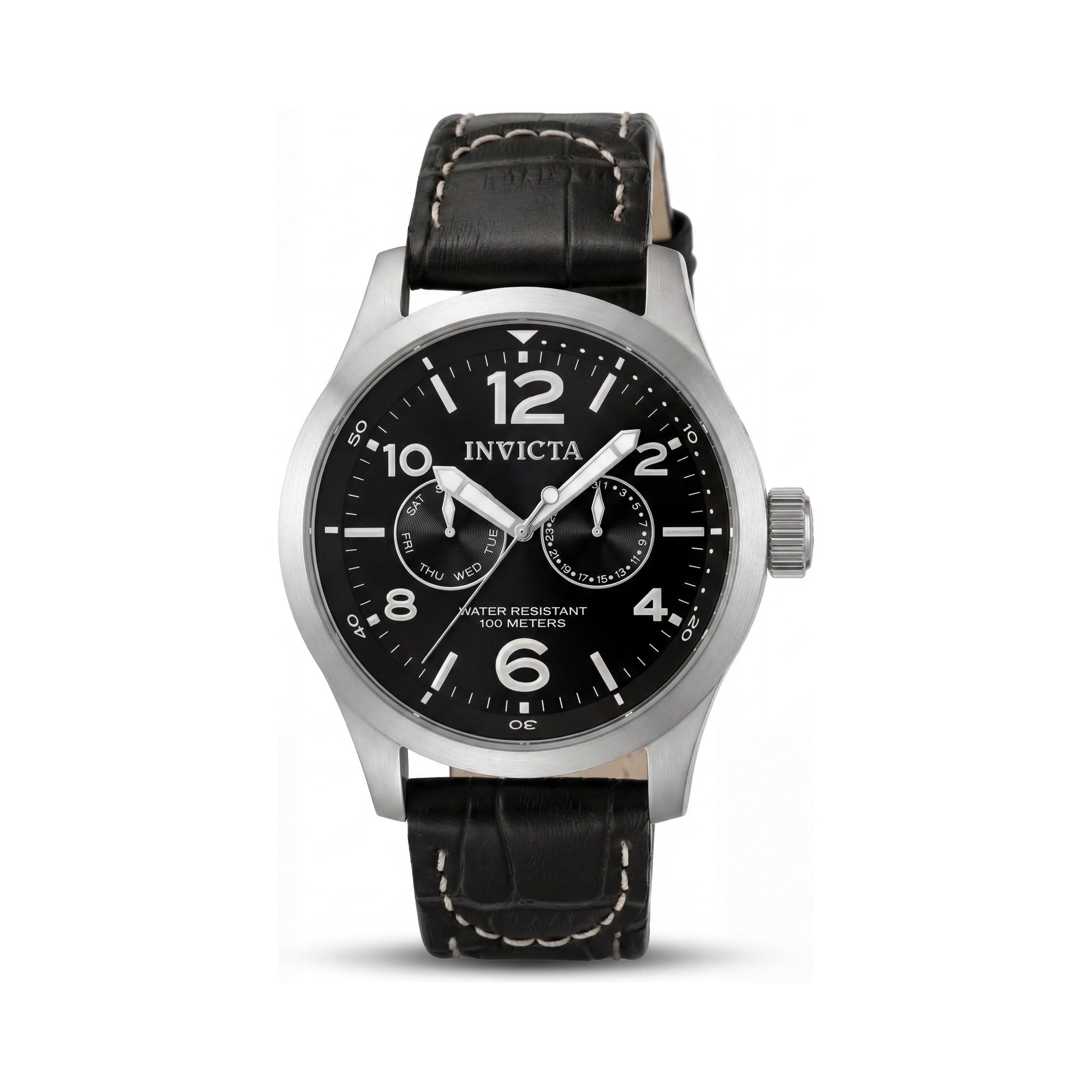 Reloj Invicta I Force Military 0764 para hombre, esfera negra, luminoso, de cuarzo, acero inoxidable y cuero, 48 mm, Photo 1