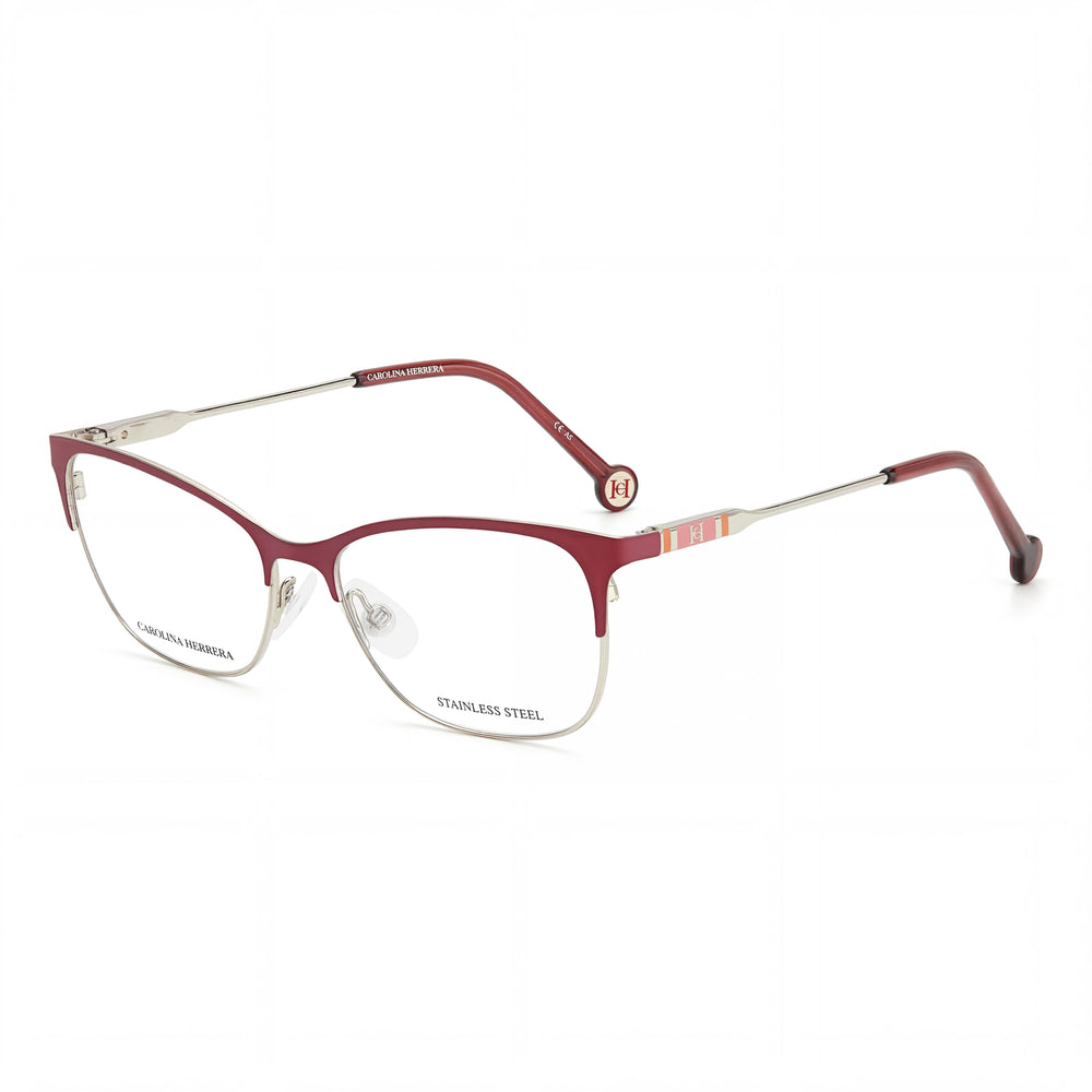 Gafas Carolina Herrera CH 0074 para mujer, montura de acero inoxidable en oro y cereza, de policarbonato, 53mm