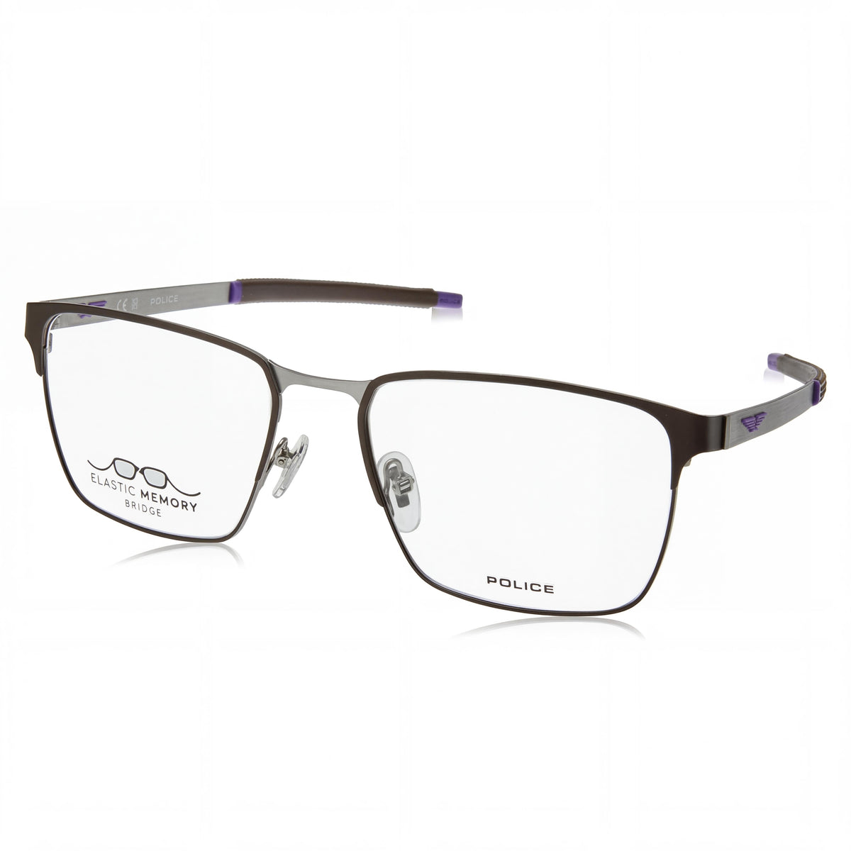 Police Classic Men's Eyeglass Frames in Matt Satin Palladium W/Coloured Parts Metal 56mm, Photo 1