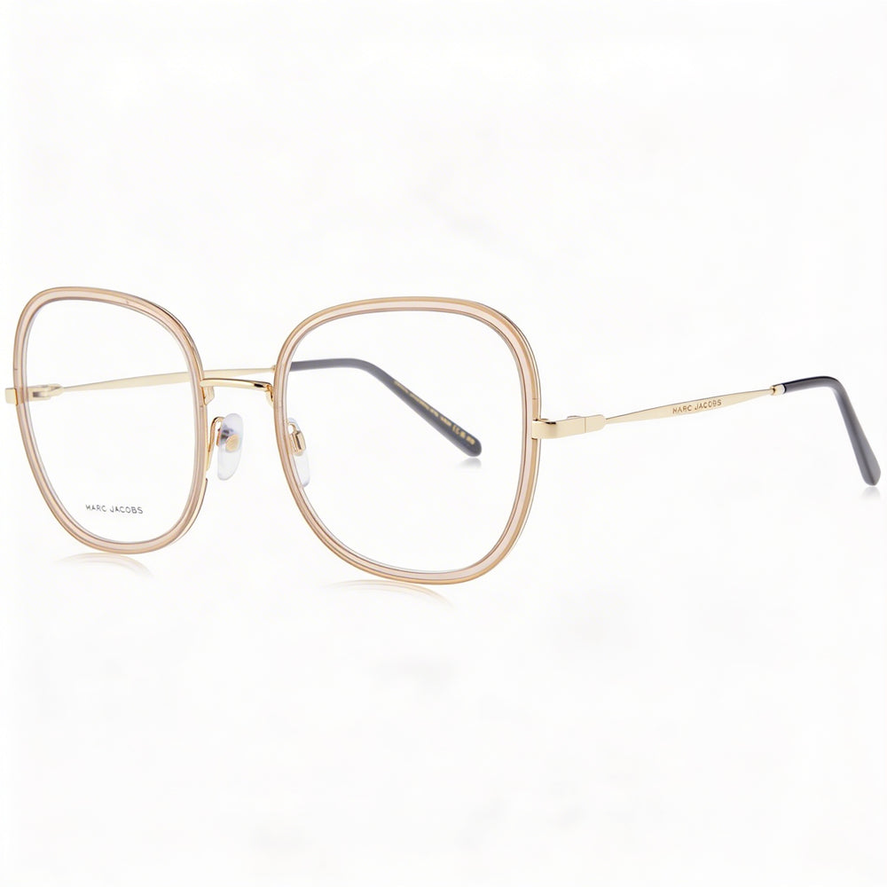 Gafas modernas Marc Jacobs para mujer, montura de aleación de acero beige dorado, lentes de policarbonato de 53 mm
