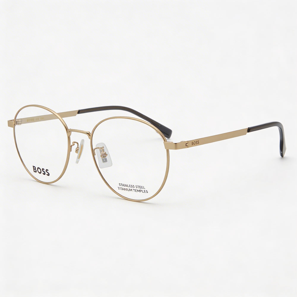 BOSS 1475/F Unisex Matte Gold Alloy Steel 52mm Clear Demo Lenses Prescription Ready