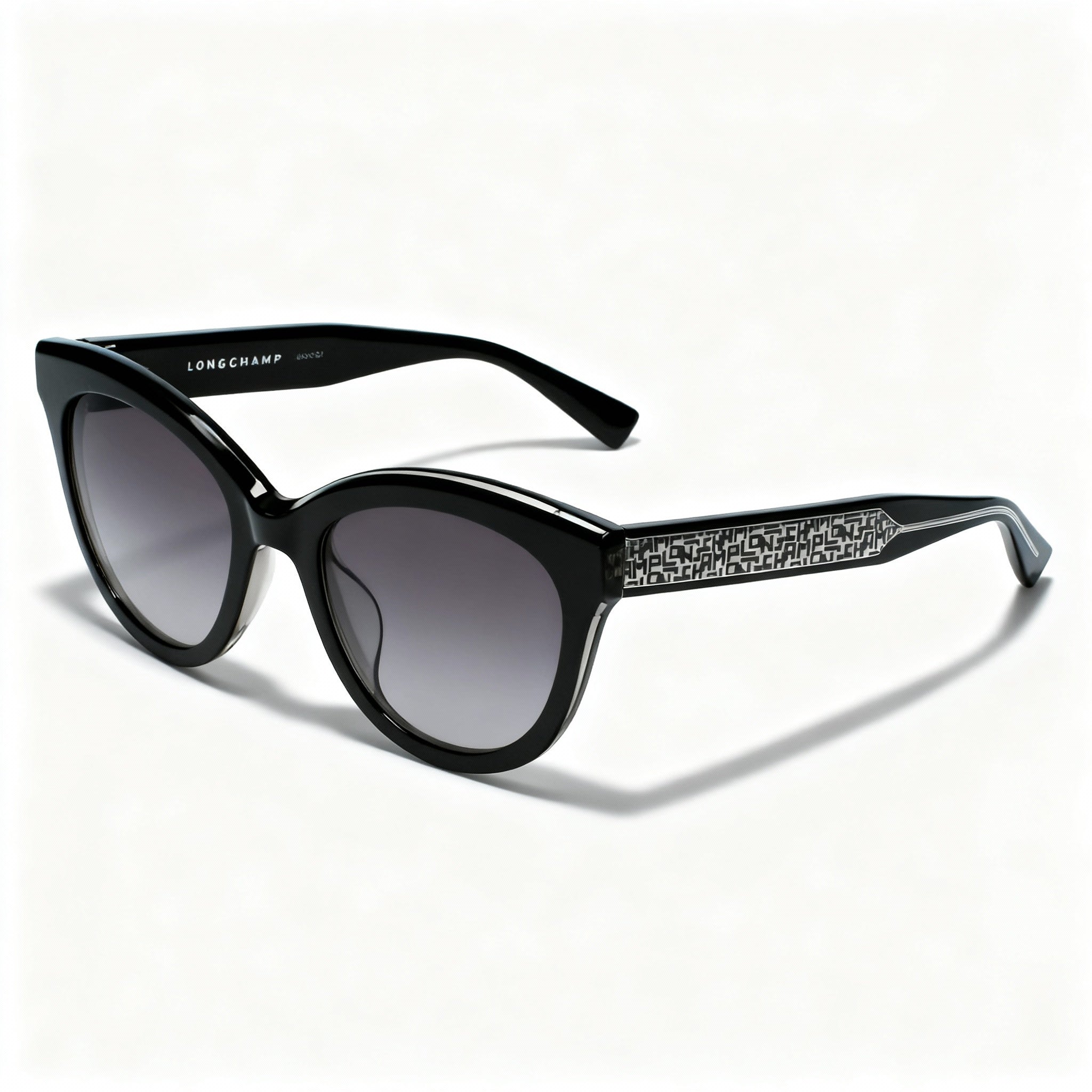 Longchamp Casual LO698S Unisex Black White Acetate Frame Grey Lenses Sunglasses 54-21-145mm, Photo 1