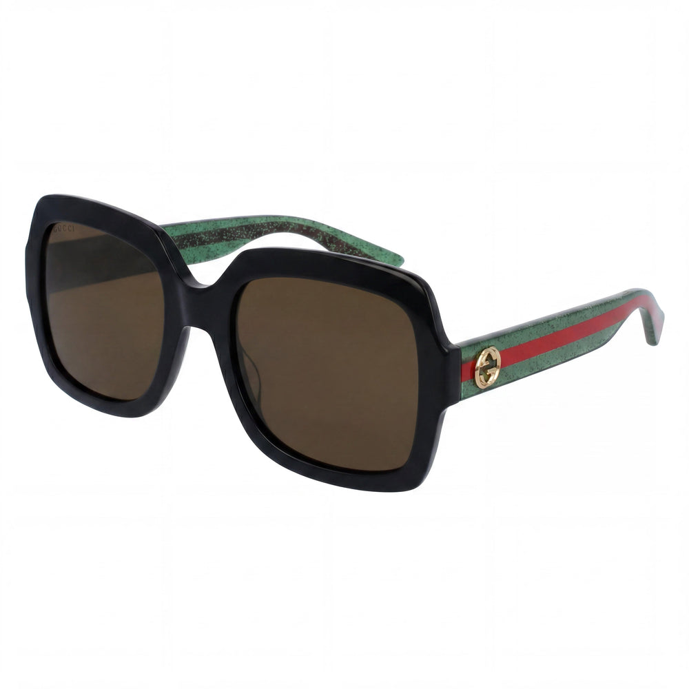 Gucci Gg0036sn Women's Black Green Brown Plastic Frame, Black Green Brown Gradient UV Protected Non-Polarized Lenses 54mm