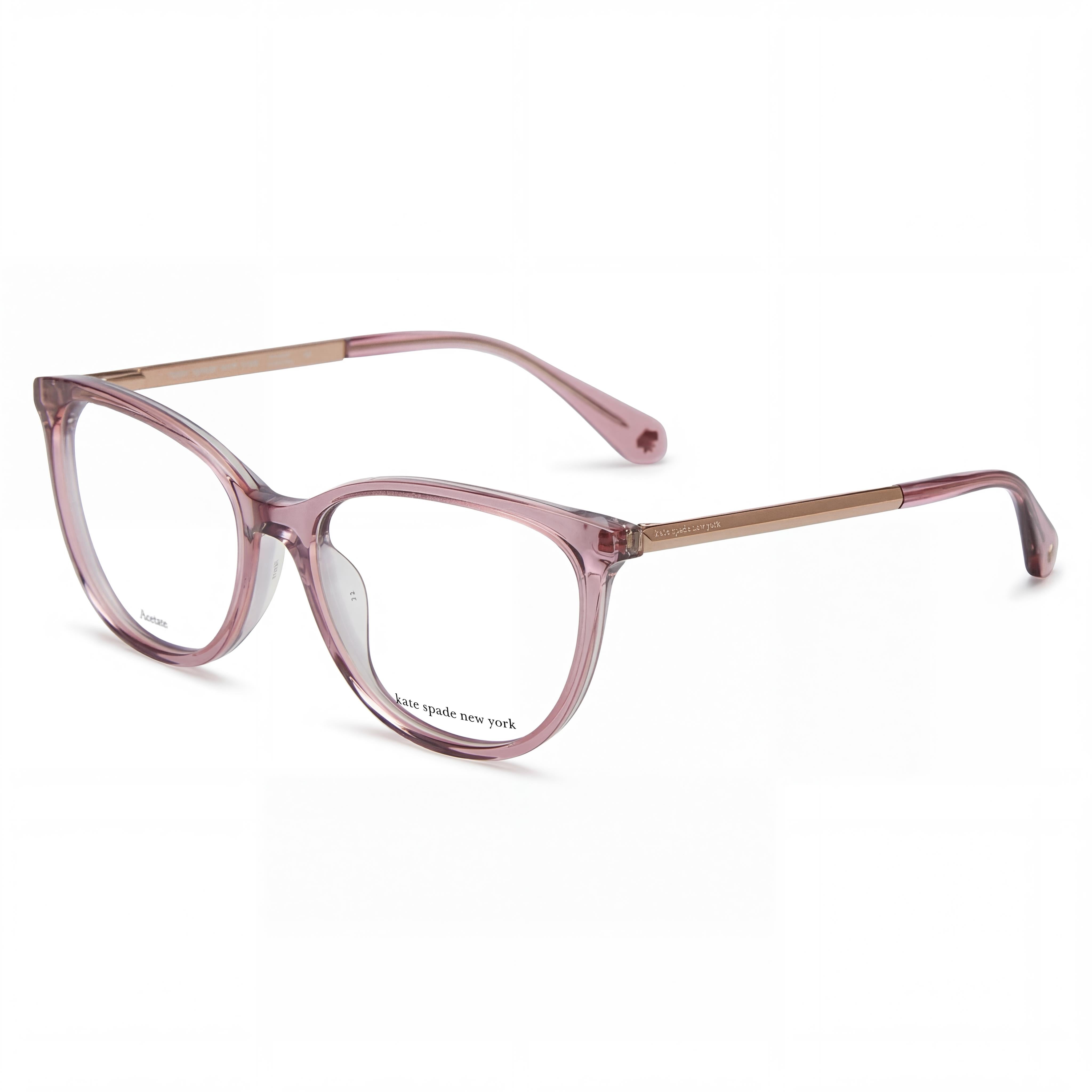 Kate Spade New York Kimberlee Women's Crystal Pink Gold Plastic frame with Crystal Pink Polycarbonate non- lenses 52mm Eyewear, Photo 1