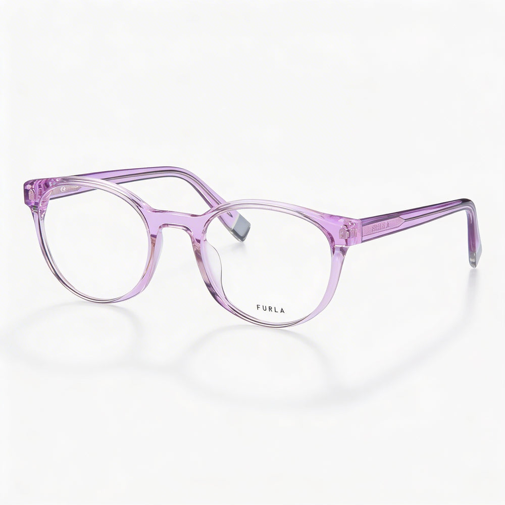 Furla Vfu642v Unisex Eyeglasses, Shiny Transparent Acetate Frame, Lenses, 50mm Lens Width