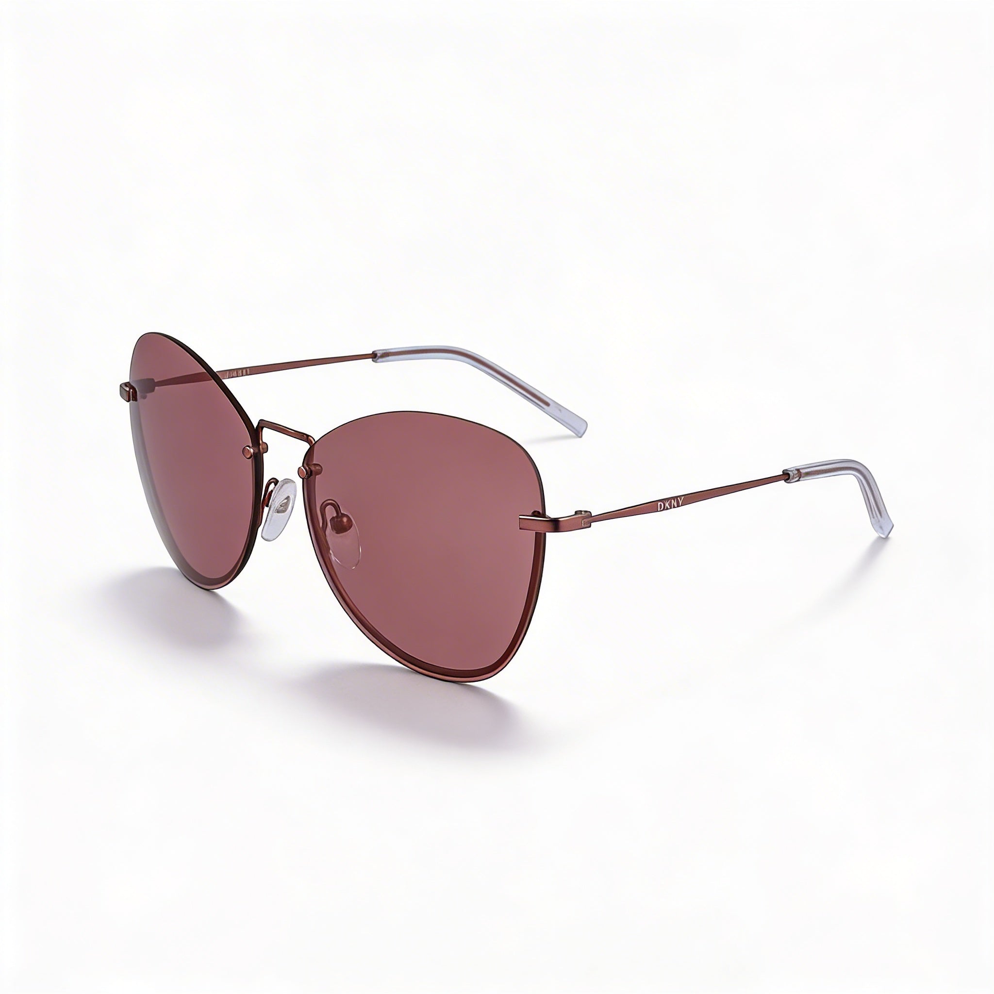 DKNY Dk100s Unisex Butterfly Style Plastic Frame Sunglasses in Mauve with Non-Polarized Acetate Lenses and UV Protection, Photo 1