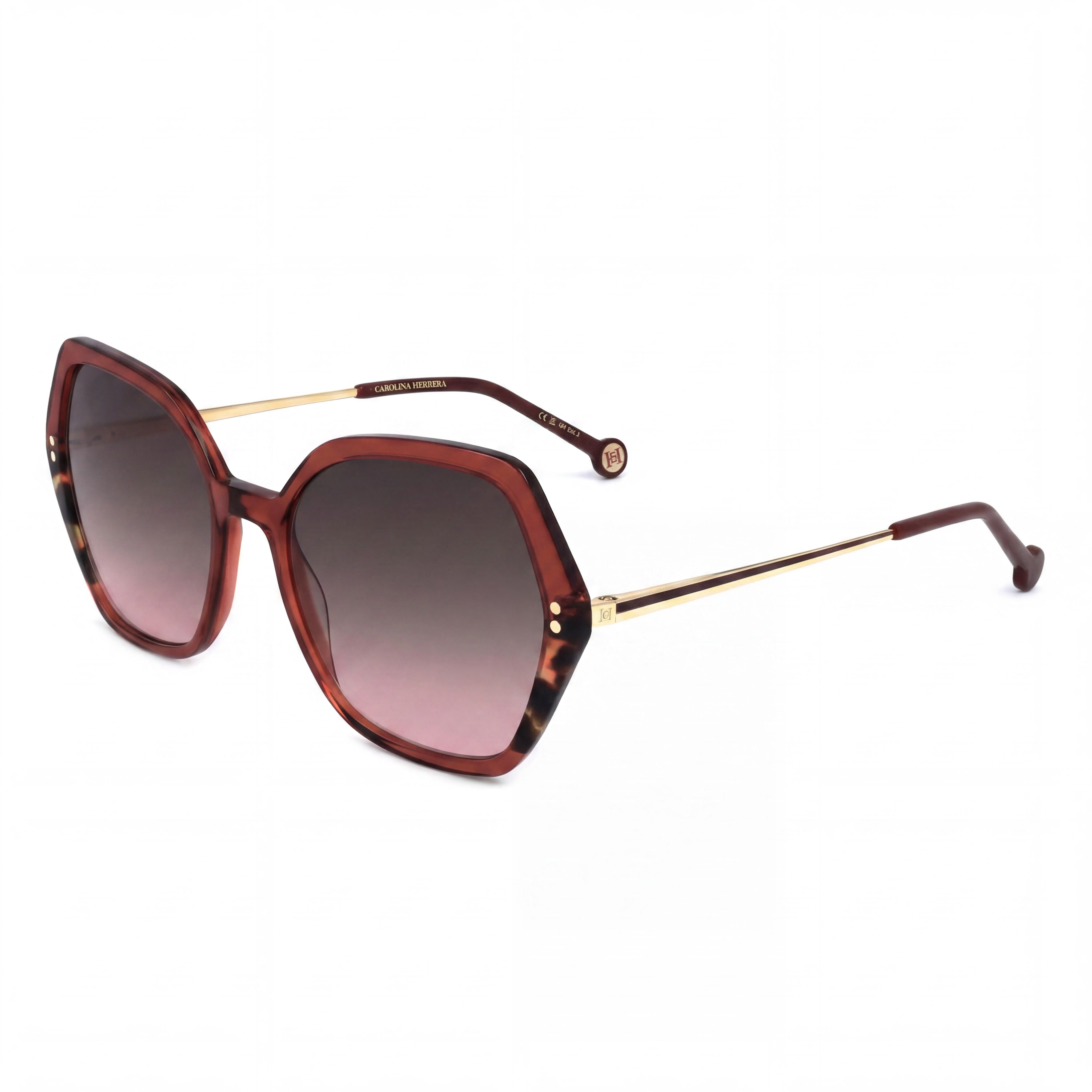 Carolina Herrera Essential Women's Light Acetate Sunglasses, Burgundy Havana Brown Frame 55mm, Photo 1