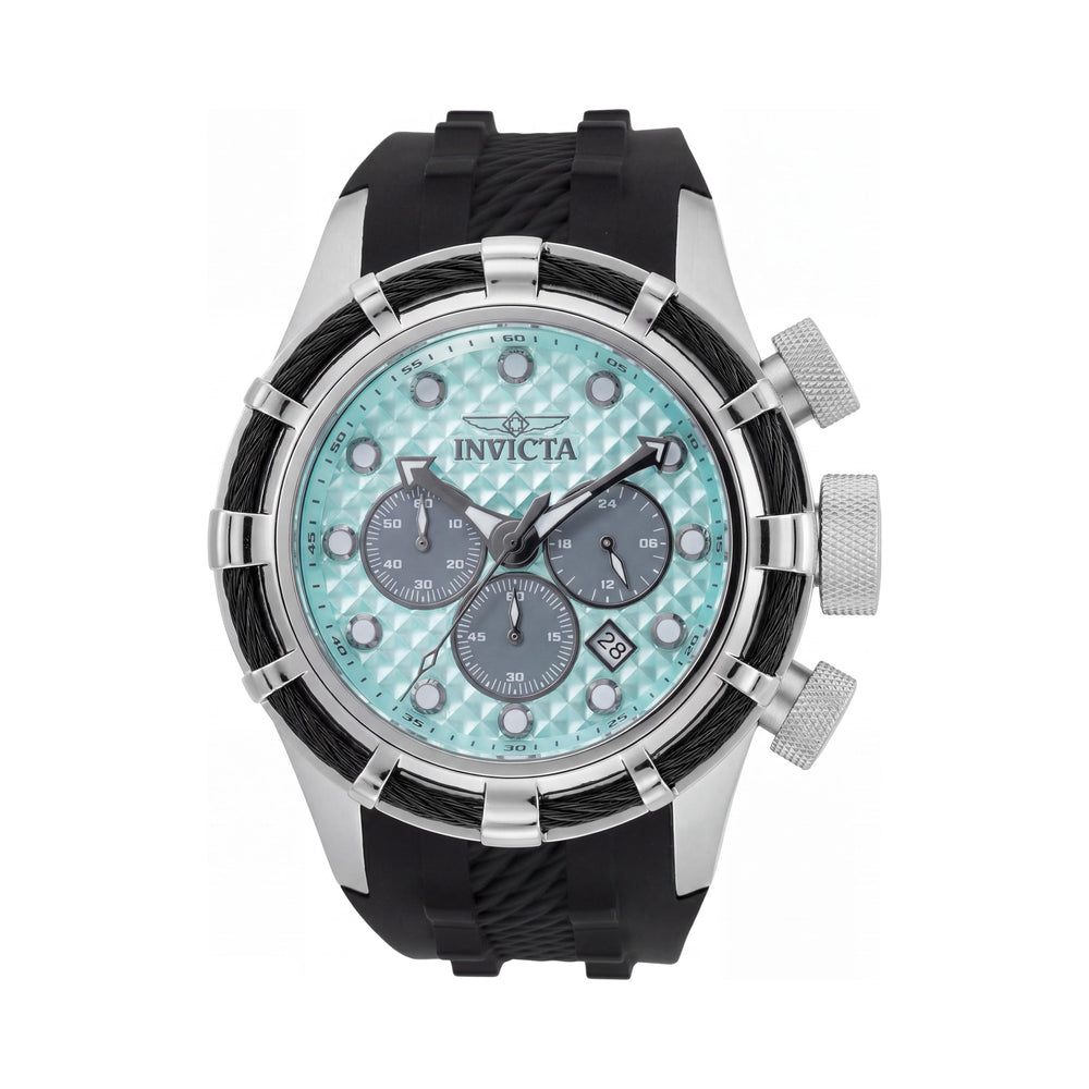 Invicta Bolt 49164 Cronógrafo de cuarzo para hombre, caja plateada, esfera azul, correa de silicona, 50 mm, resistente al agua 20 ATM